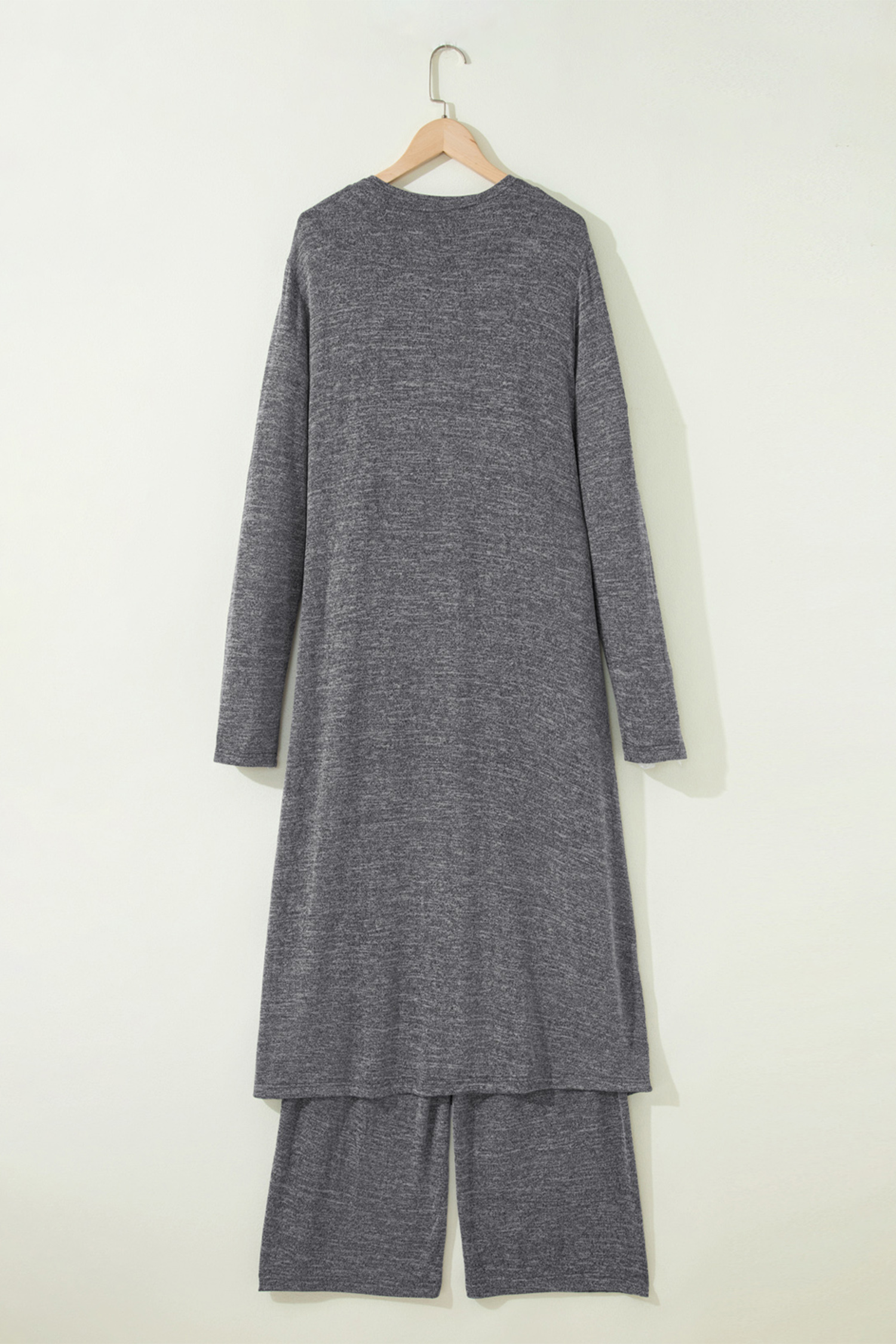 Delicacy 3pcs V Neck T Shirt Ribbon Knot Pants Open Duster 3pcs Lounge Set - loveforevers