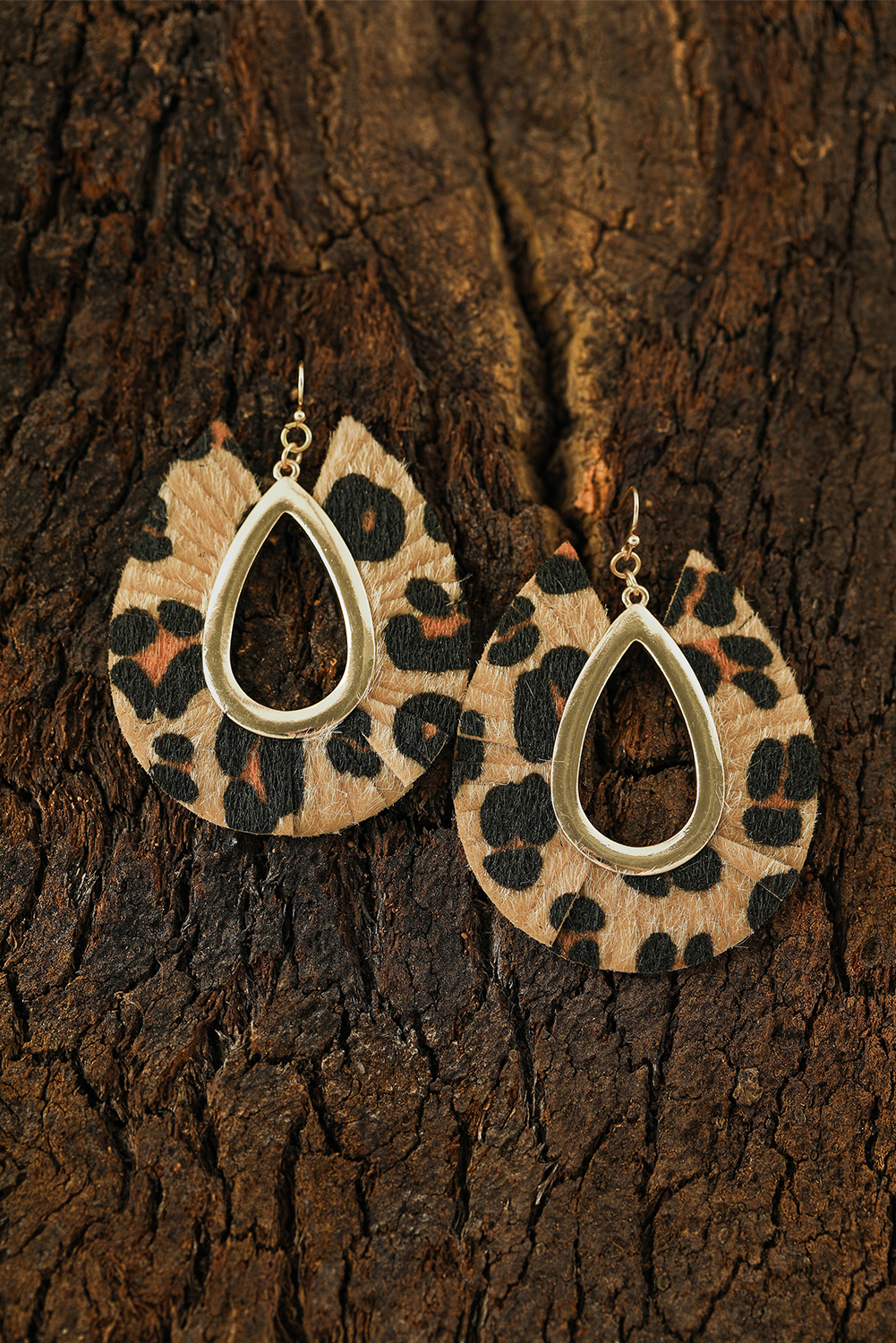 Chestnut Leopard Print Hollow Out Drop Earrings - loveforevers