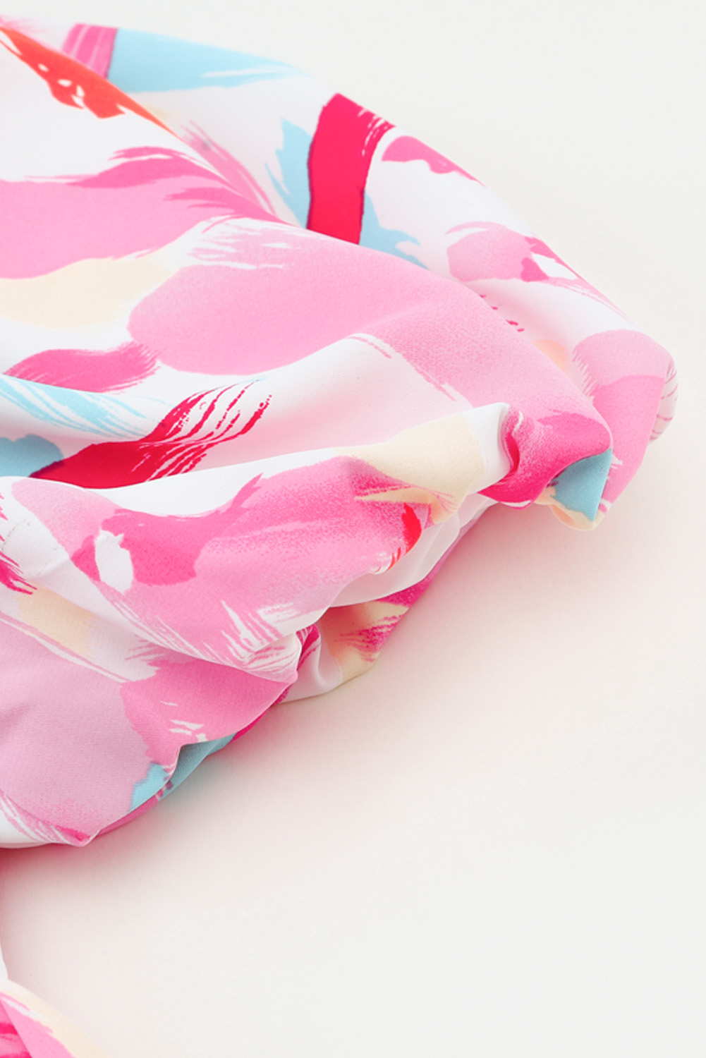 Pink Brush Stroke Printed Smocked Ruffle Tiered Dress - loveforevers