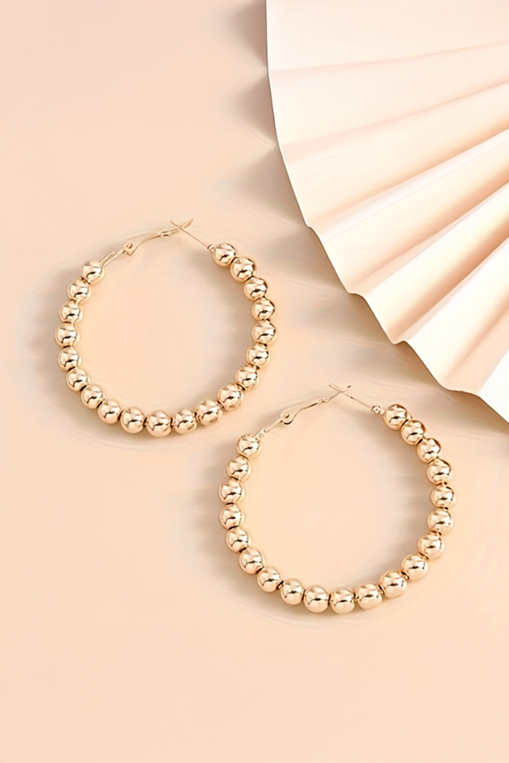 Gold Plated Beads Alloy Hoop Earrings - loveforevers