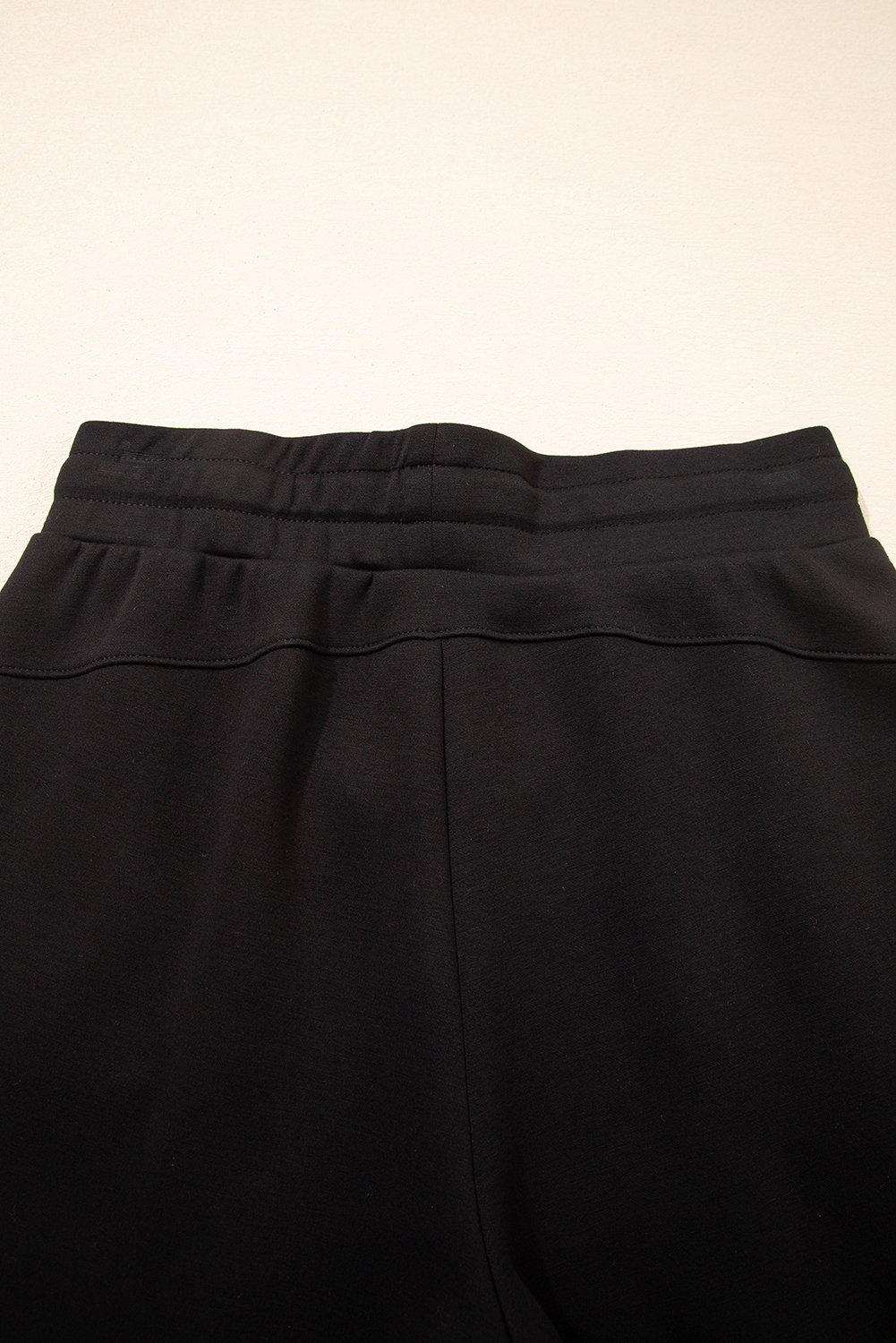 Black Exposed Seam Detail Skinny Drawstring Jogger Pants - loveforevers
