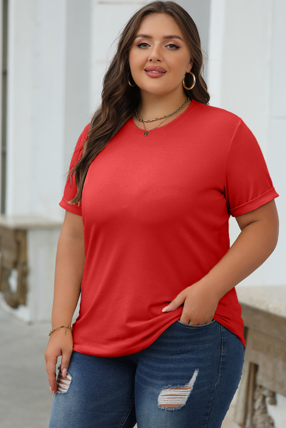 Khaki Casual Plain Crew Neck Tee - loveforevers