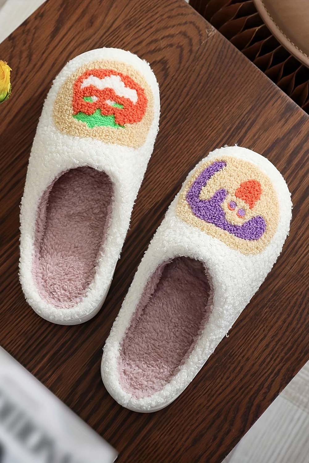 White Halloween Pumpkin Plush Winter Home Slippers - loveforevers