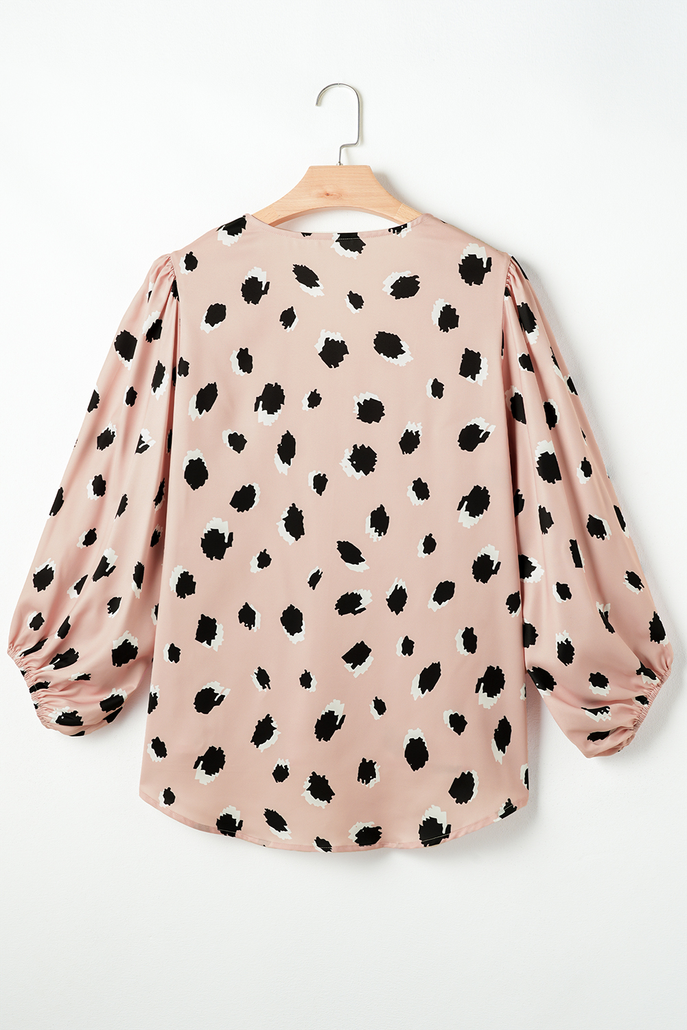 Khaki Classic Leopard V Neck Bracelet Sleeve Blouse - loveforevers