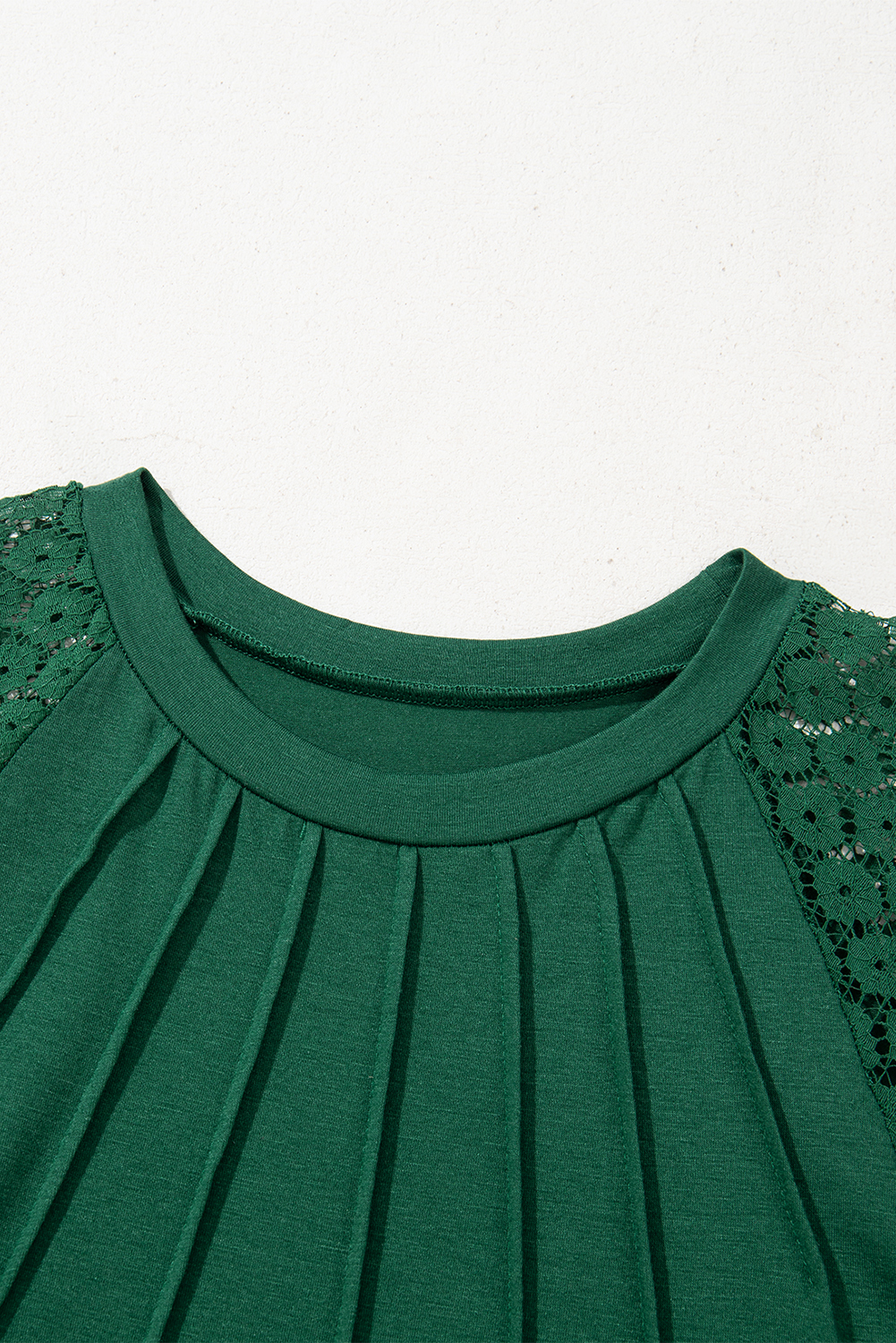Navy Blue Contrast Lace Raglan Sleeve Pleated Detail Shift Dress - loveforevers