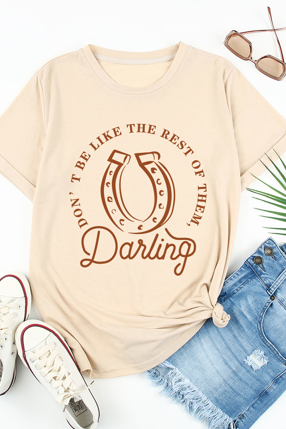 Khaki DO NOT BE LIKE THE REST OF THEM Darling Graphic Tee - loveforevers