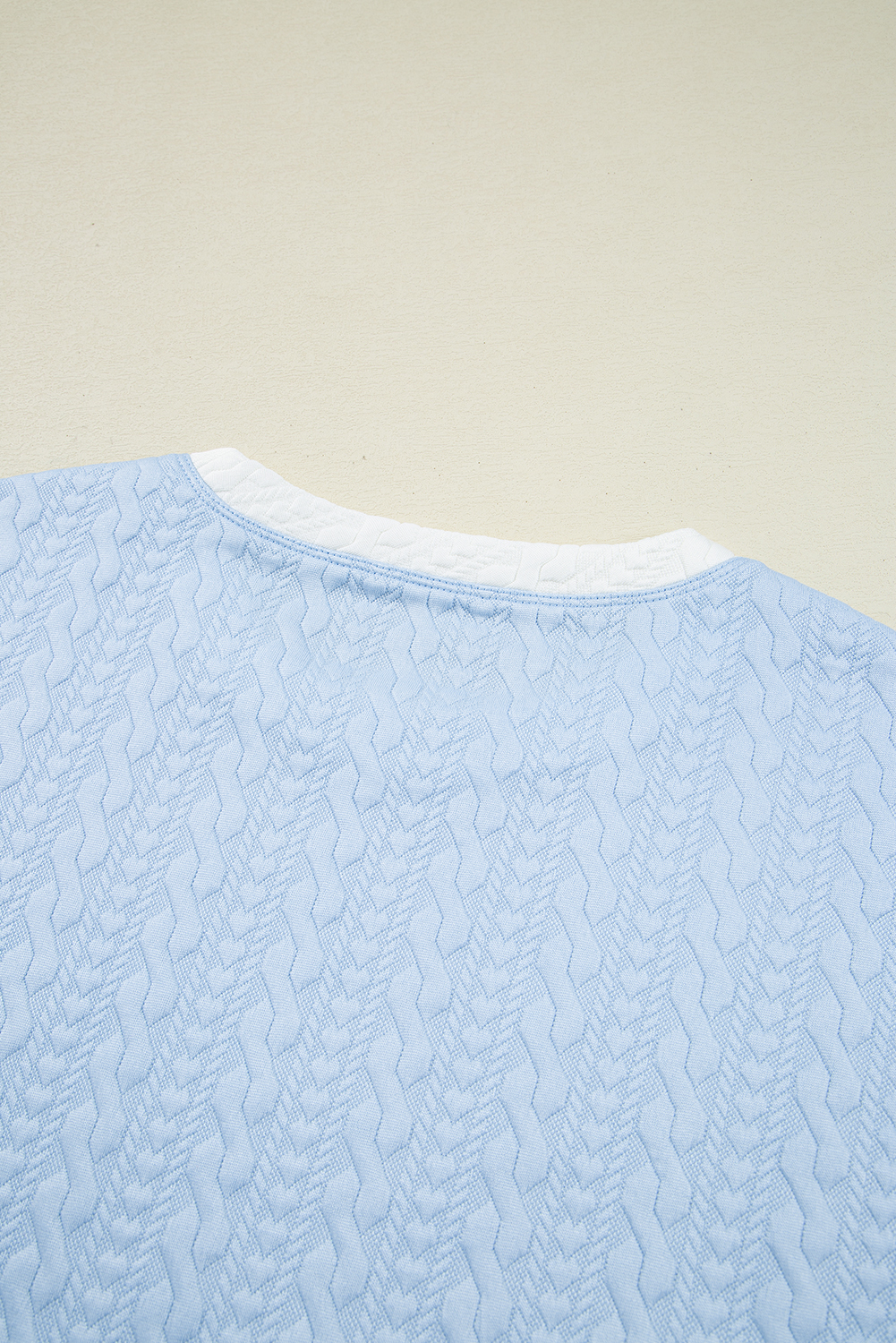 Beau Blue Contrast Trim Textured Crewneck Tee and Pocketed Skirt Set - loveforevers