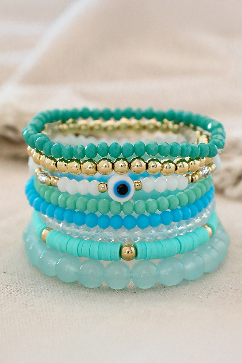 Aruba Blue Multi Layered Beaded Bracelet Set - loveforevers