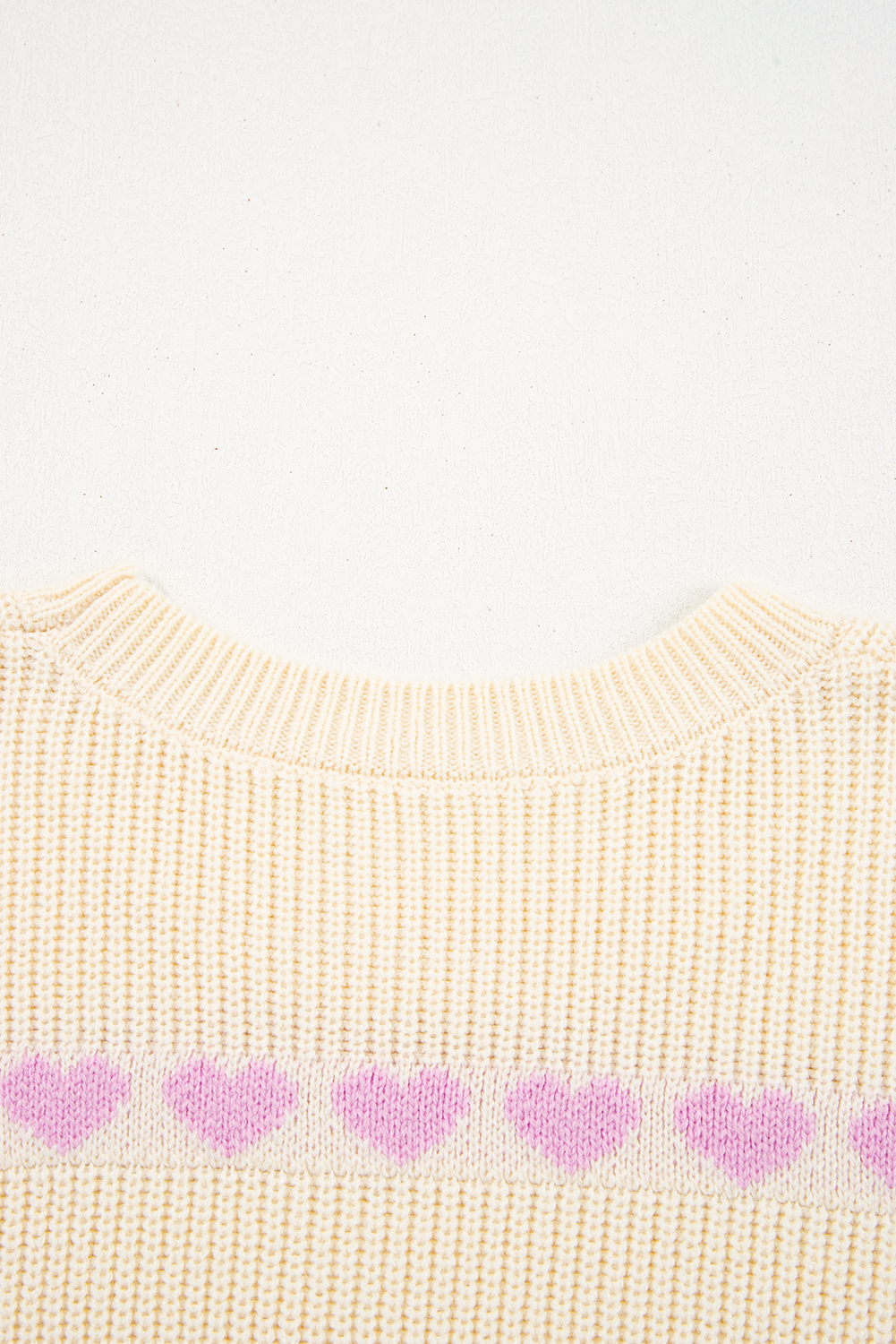 Pink Heart Pattern Valentine Ribbed Knit Sweater - loveforevers
