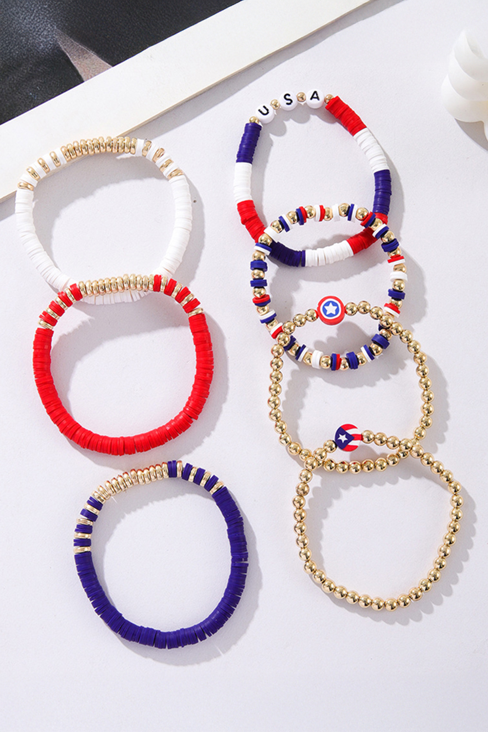 Gold USA Multi Beading Layered Bracelet - loveforevers