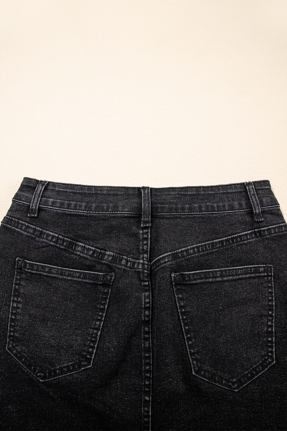 Carbon Grey Mineral Wash Ripped Raw Hem Denim Mini Skirt - loveforevers