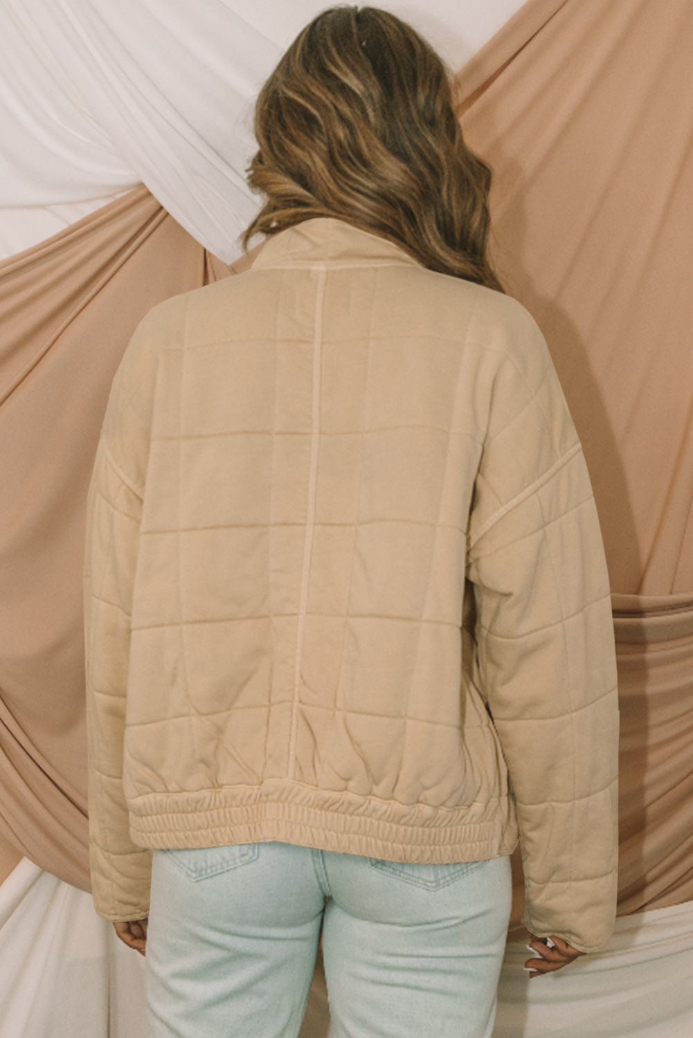 Khaki Zip-Up Pocket Quilted Jacket - loveforevers