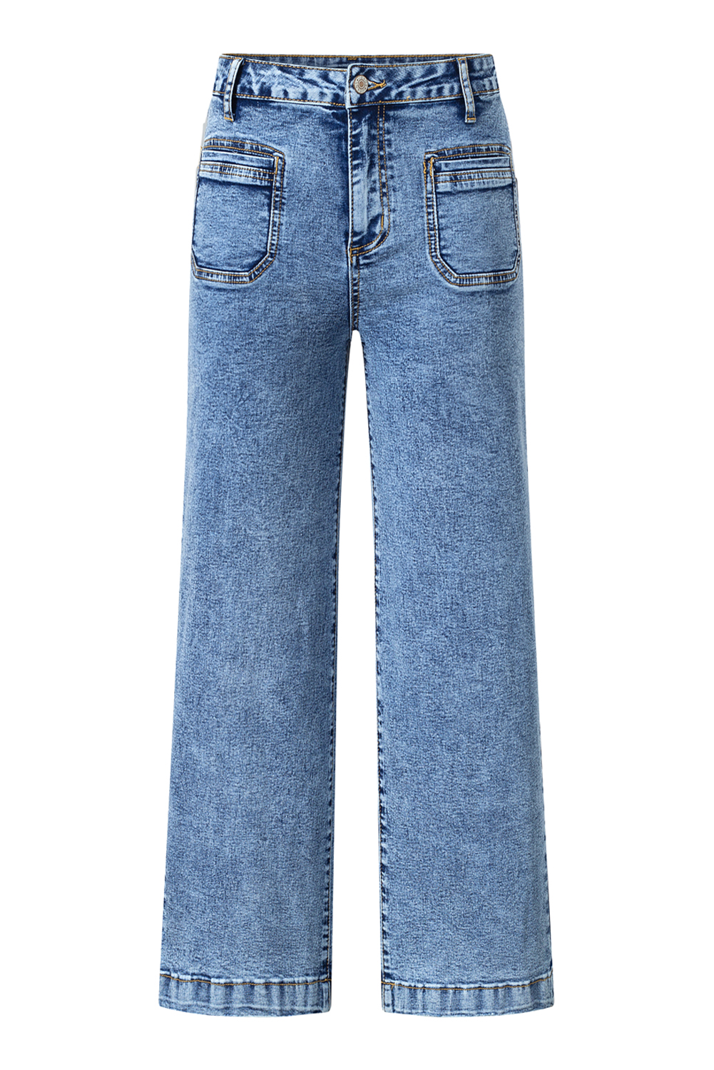 Light Blue Chic Patch Pocket Straight Leg Loose Jeans - loveforevers