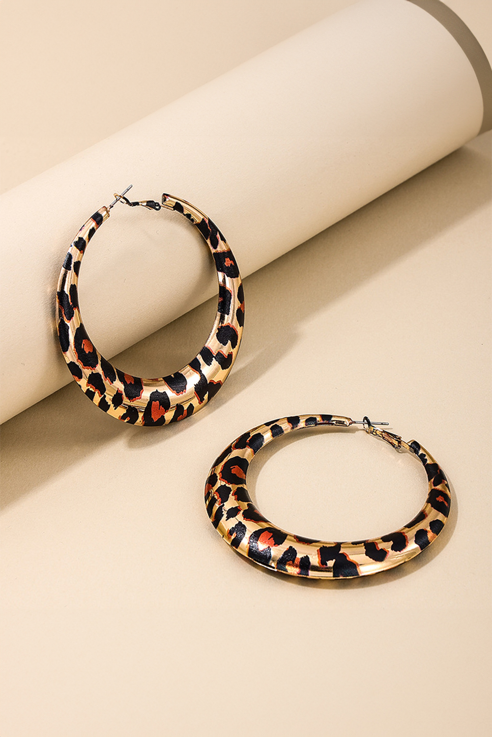 Brown Bold Leopard Ring Hoop Earrings - loveforevers