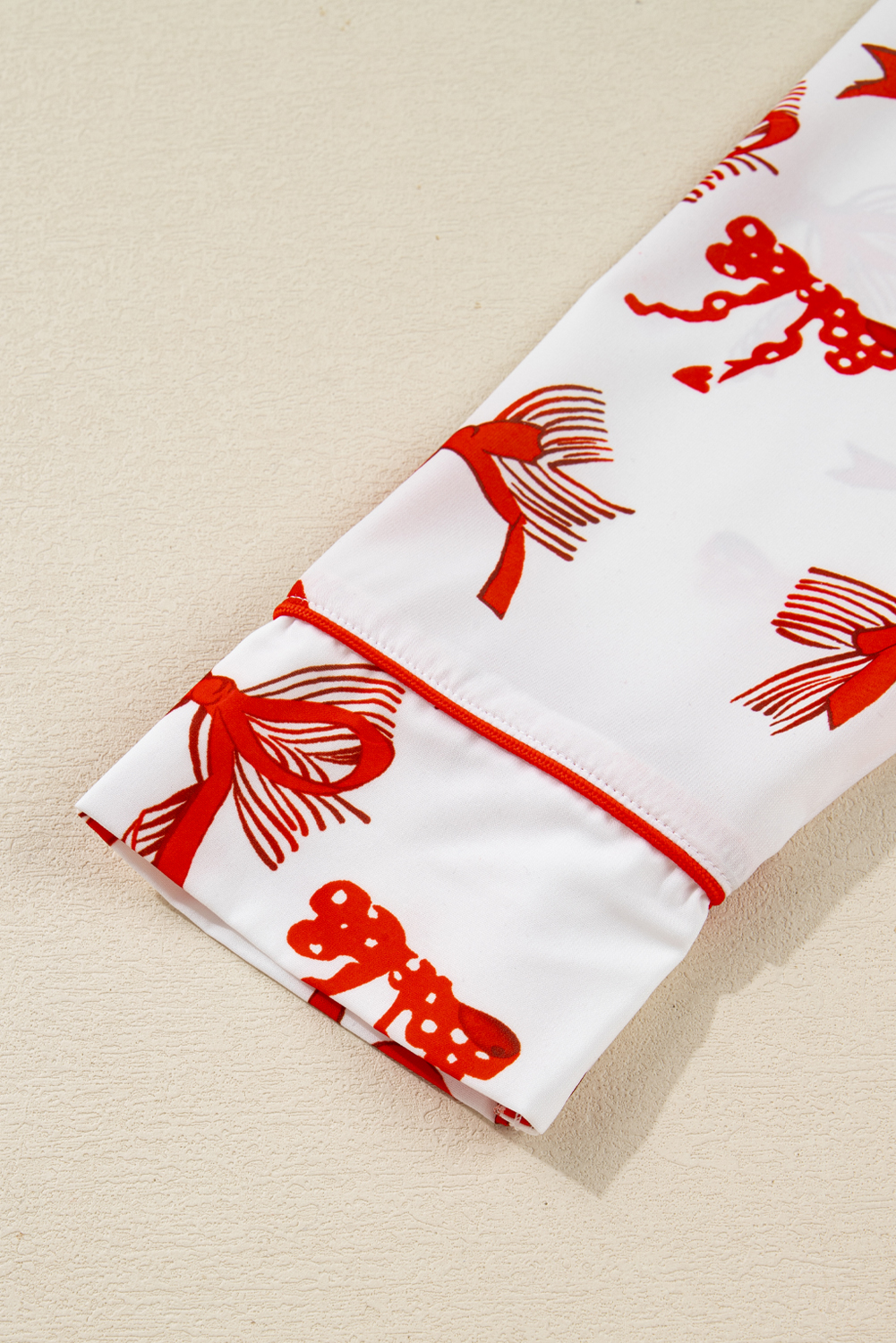 Red Christmas Bow Print Long 2pcs Pajama Set - loveforevers