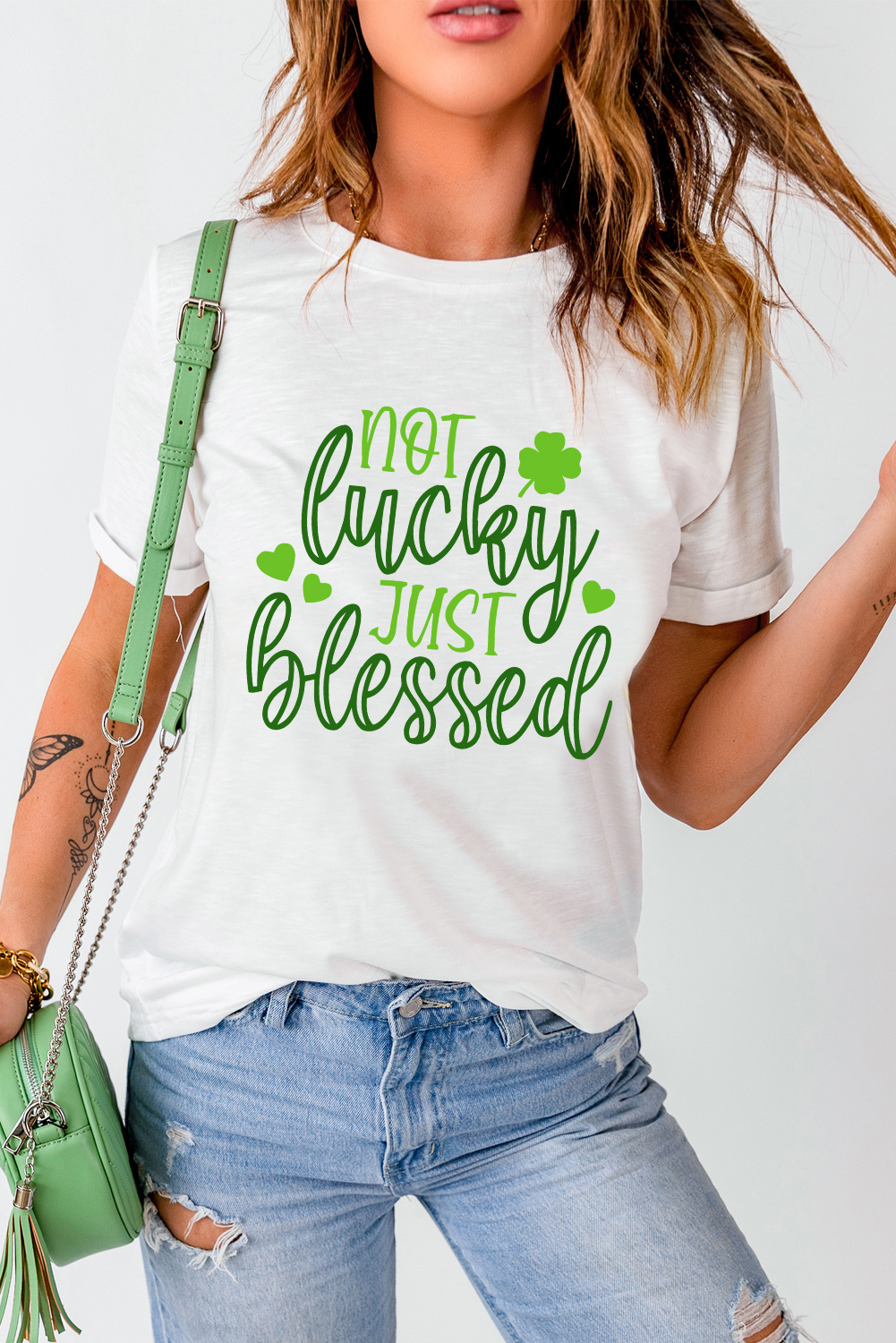 Black St. Patricks Lucky Clover Print O Neck T Shirt - loveforevers