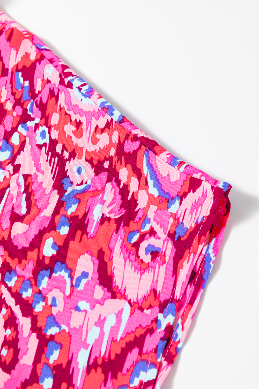 Pink Abstract Print V Neck Half Sleeve Loose Fit Tunic Blouse - loveforevers