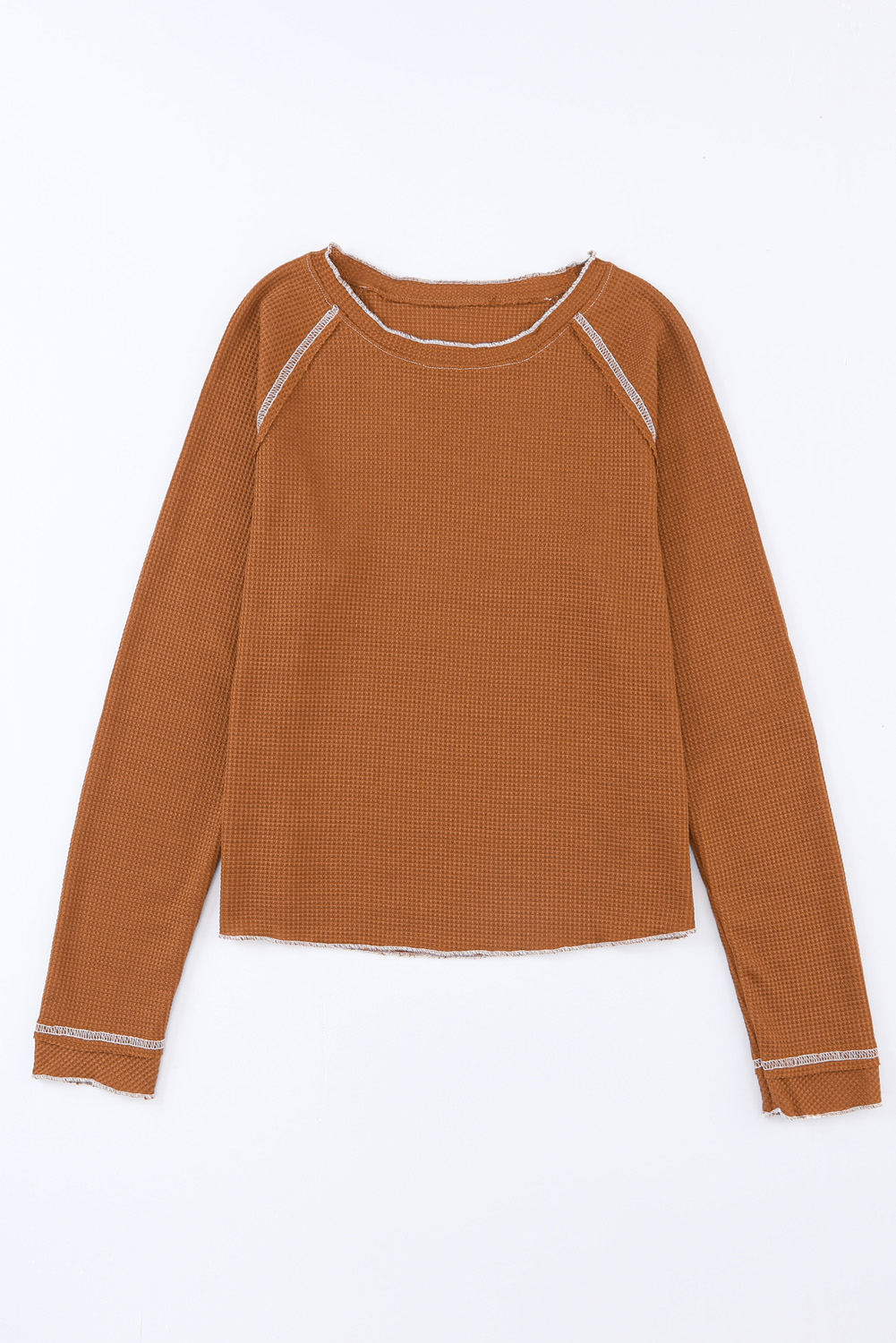 Smoke Gray Textured Round Neck Long Sleeve Top - loveforevers