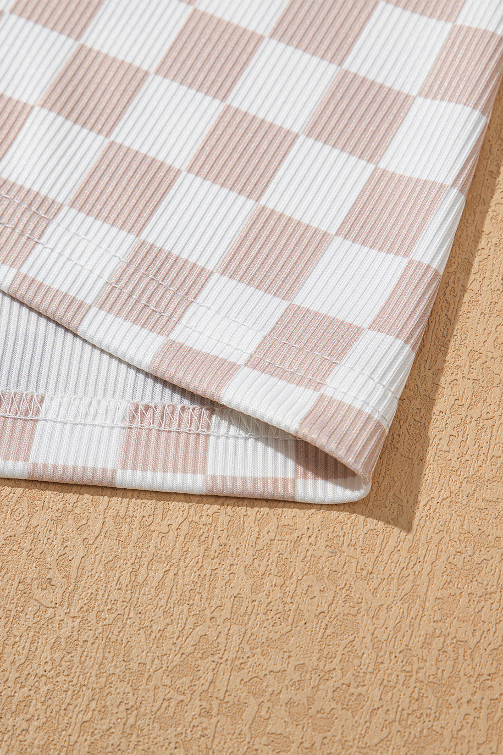 White Ribbed Texture Checkered Print 2pcs Tank and Pants Set - loveforevers