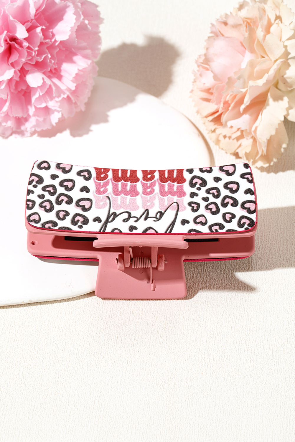 Sachet Pink Loved Mama Heart Print Large Hair Claw Clip - loveforevers