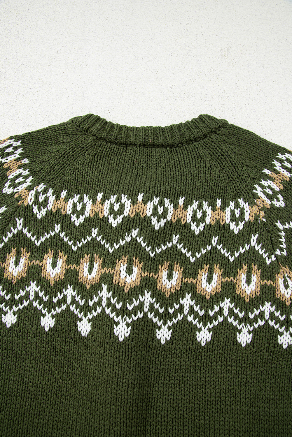 Moss Green Western Fashion Abstract Printed Cardigan Sweater - loveforevers