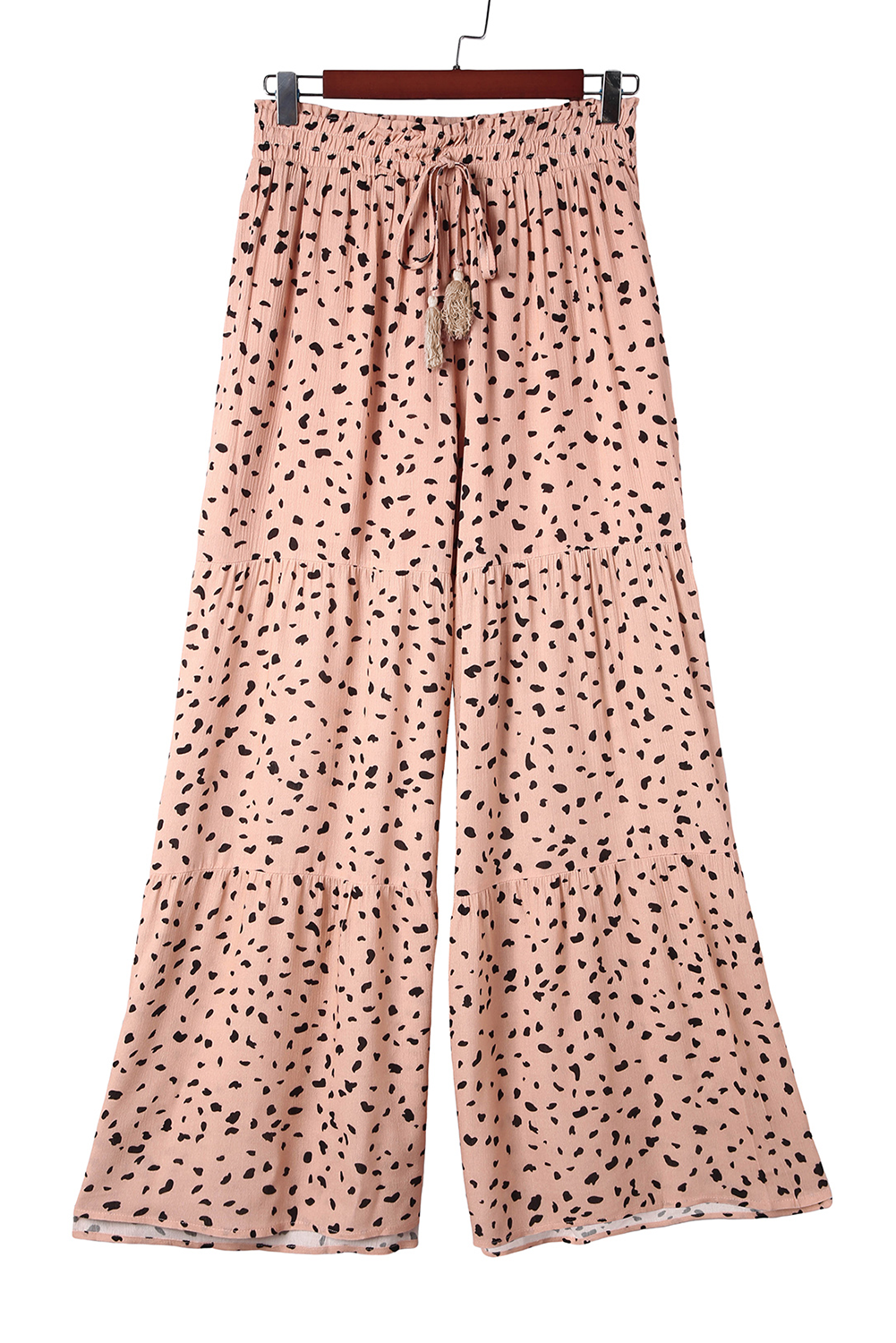 Brown Ruffle Wide Leg Dalmatian Palazzo Pants - loveforevers