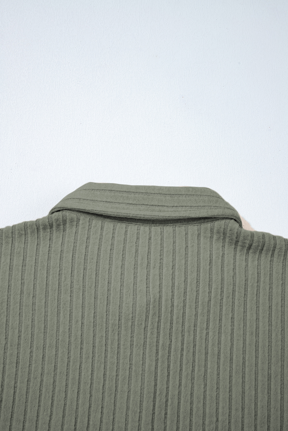 Mist Green Thermal Ribbed Texture Drop Shoulder Button Up Shacket - loveforevers