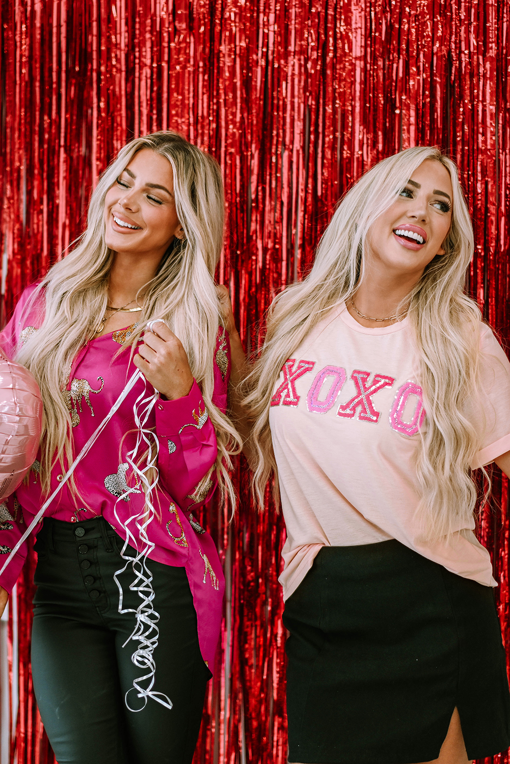 Pink Valentines Shiny XOXO Graphic T-shirt - loveforevers