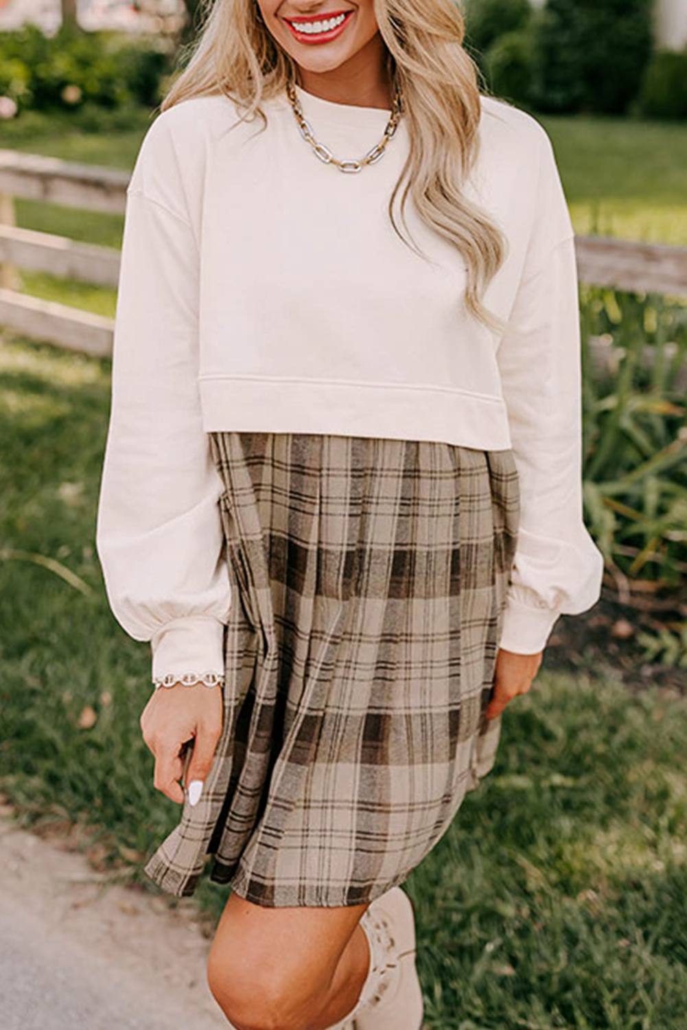Pale Khaki Sweatshirt Poplin Mini Dress - loveforevers