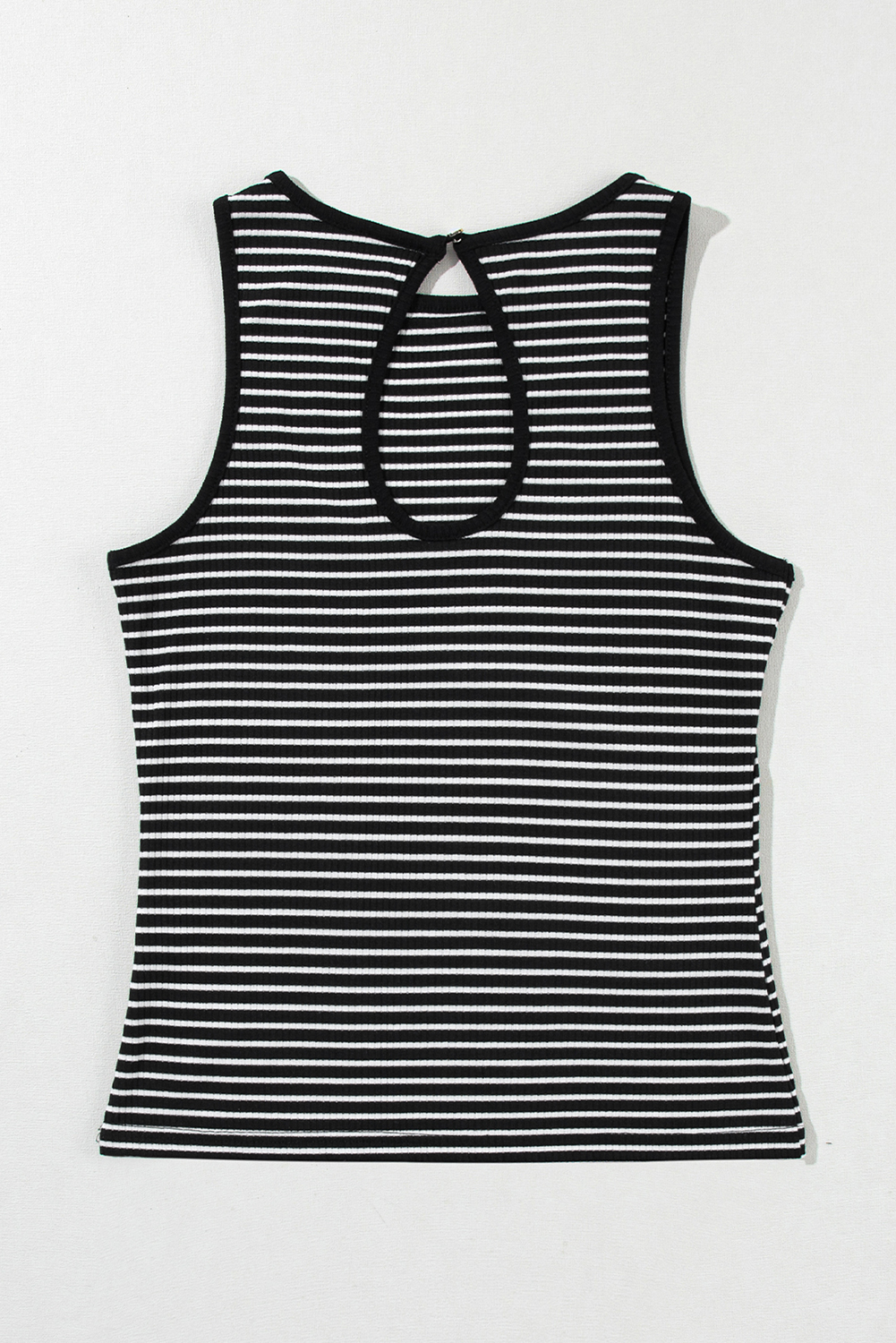 Black Striped Print Ribbed Knit Sleeveless Top - loveforevers