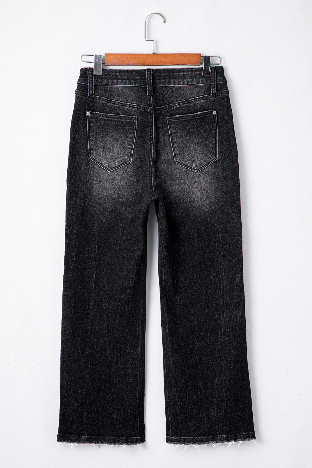 Carbon Grey Mineral Wash Raw Hem High Waist Flared Jeans - loveforevers