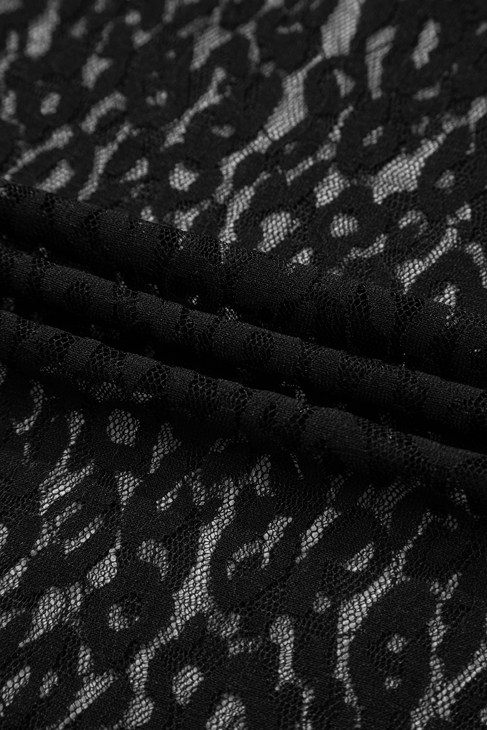 Black Leopard Pattern Sheer Mesh Long Sleeve Top - loveforevers