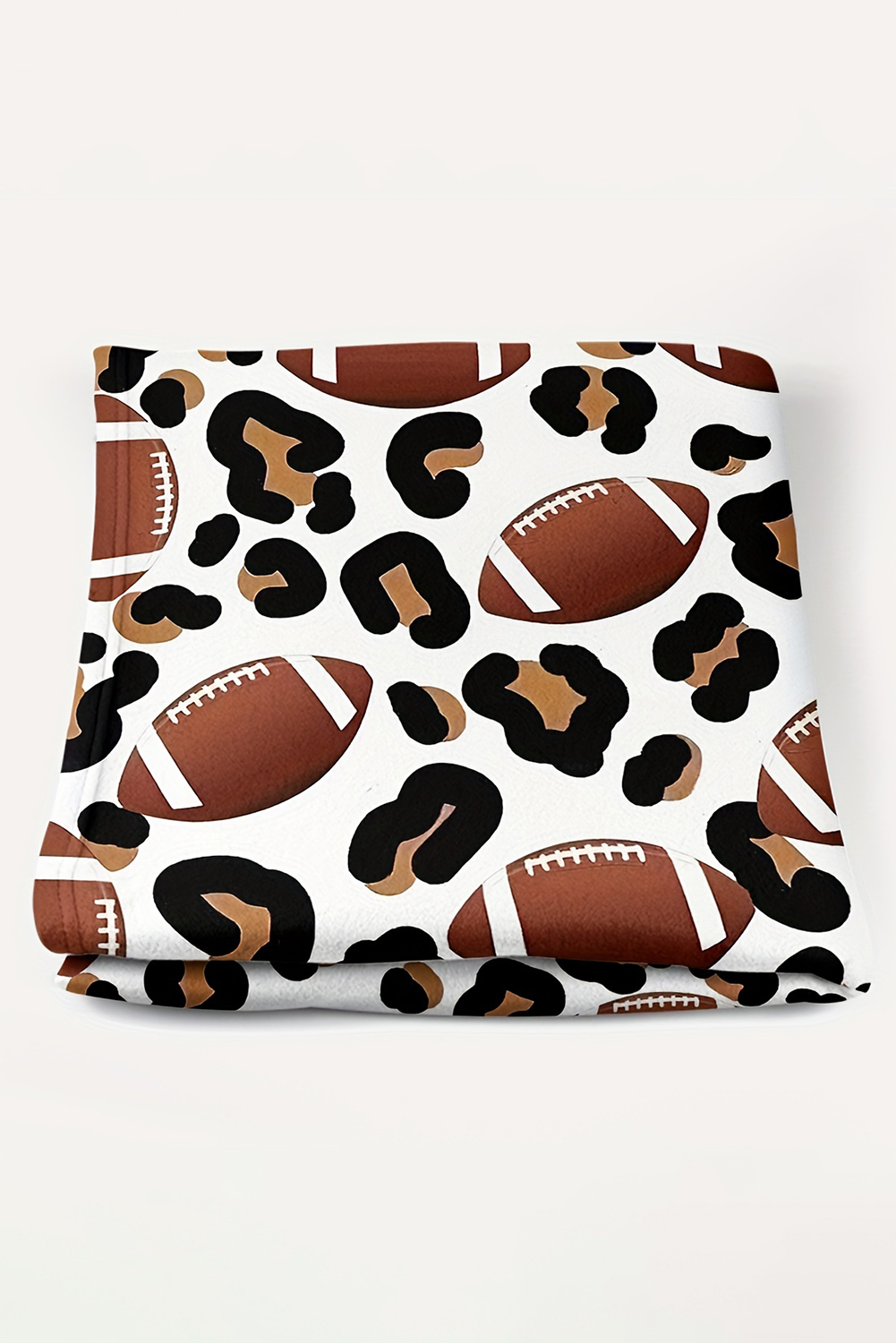 White Leopard & Rugby Football Print Flannel Blanket - loveforevers
