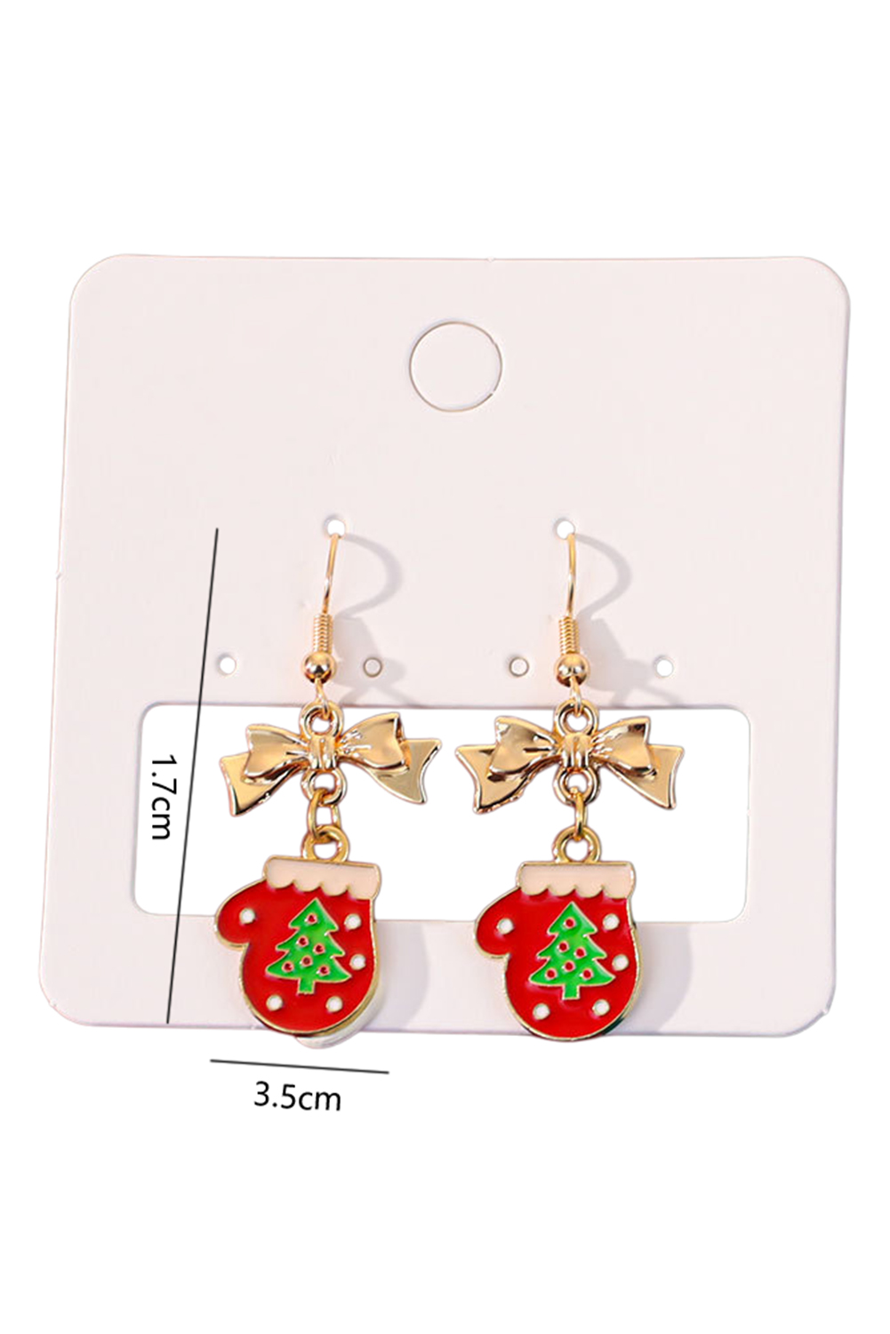 Gold Plated Bow Christmas Gloves Hook Dangle Earrings - loveforevers