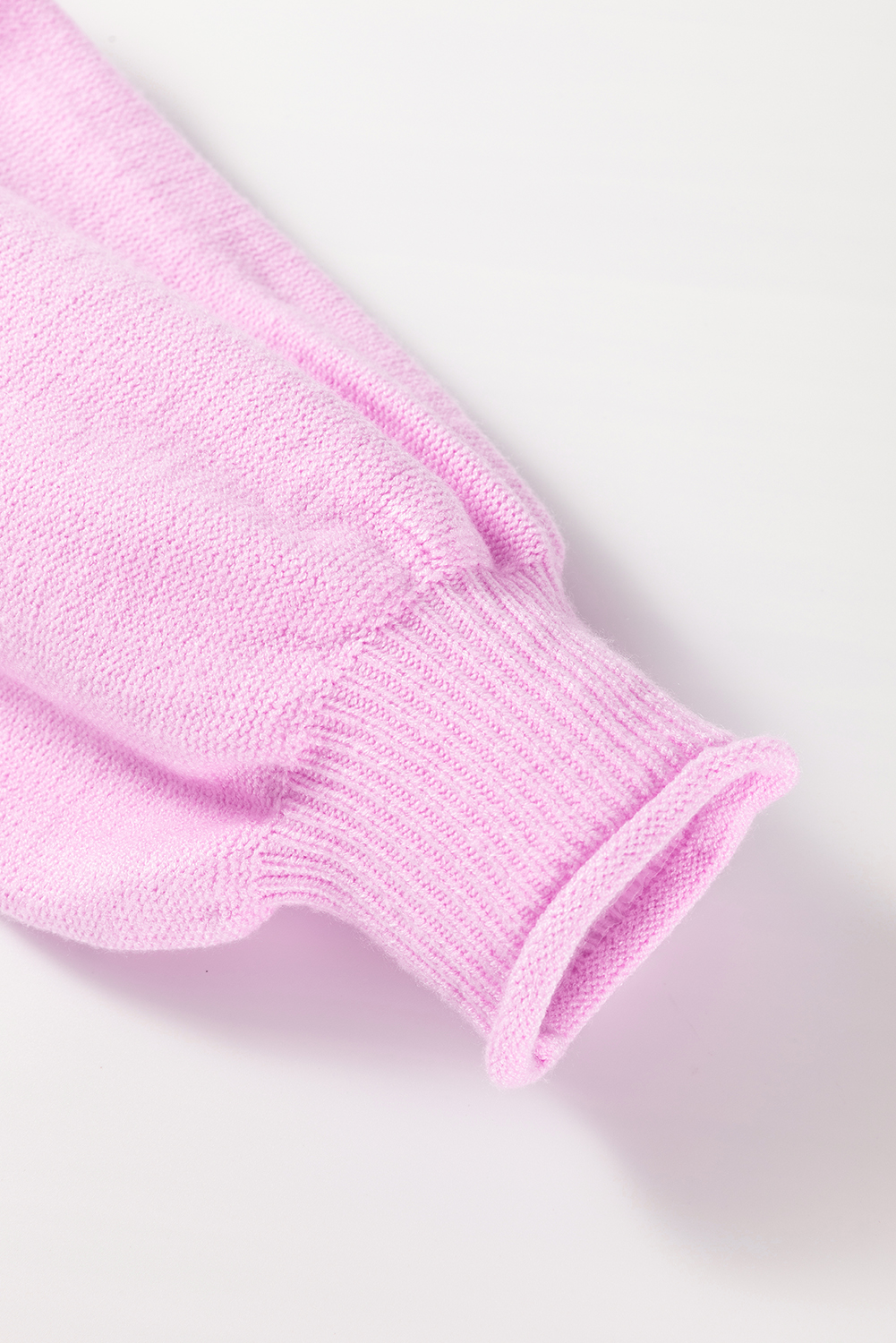 Pink Raw Edge Ribbed Detail Drop Shoulder Sweater - loveforevers