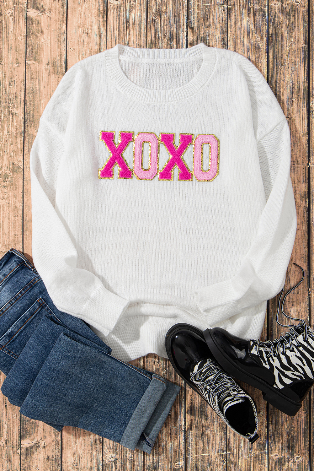 White Merry & Bright Round Neck Casual Sweater - loveforevers