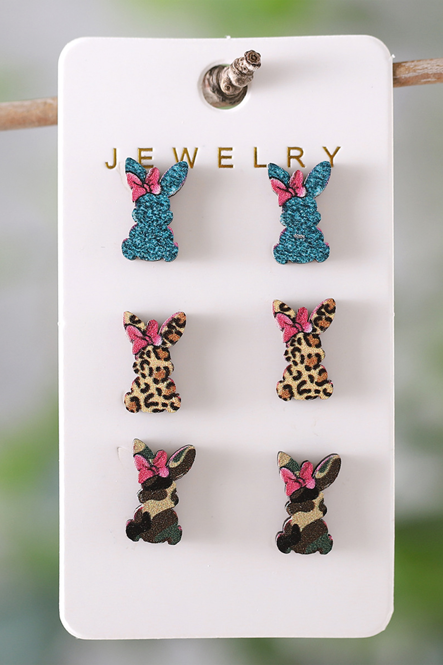 Khaki Easter Bunny 3 Pairs Different Earrings - loveforevers