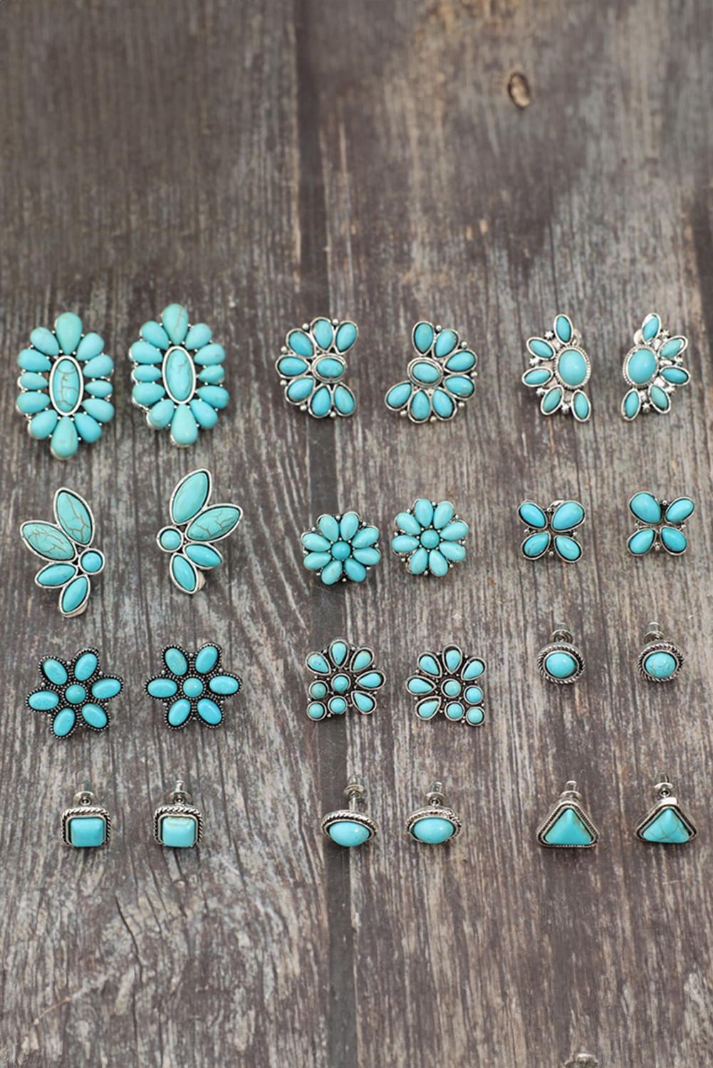 Turquoise Inlay Boho Stud Earrings Set - loveforevers
