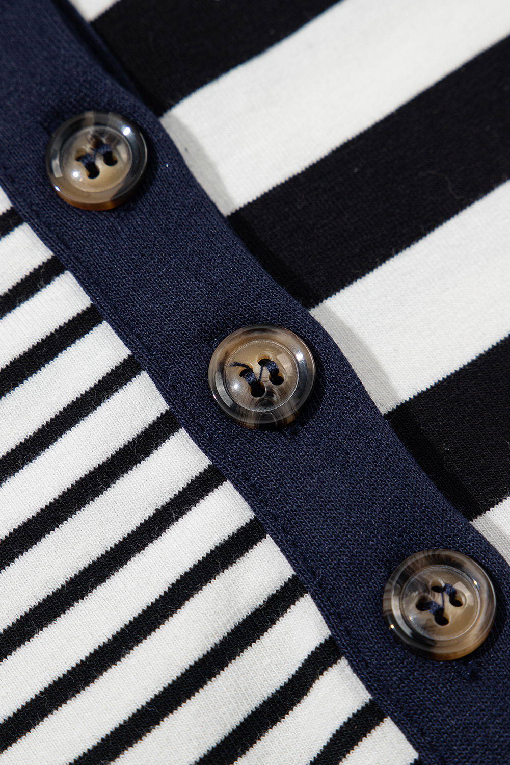 Black Stripe Half Placket Polo T Shirt Dress - loveforevers