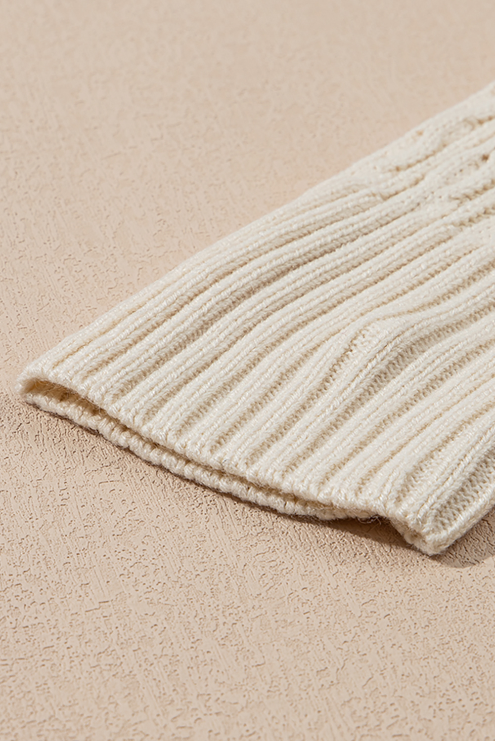 White Cable Knit Texture Uneven Hem Hooded Chic Cardigan - loveforevers