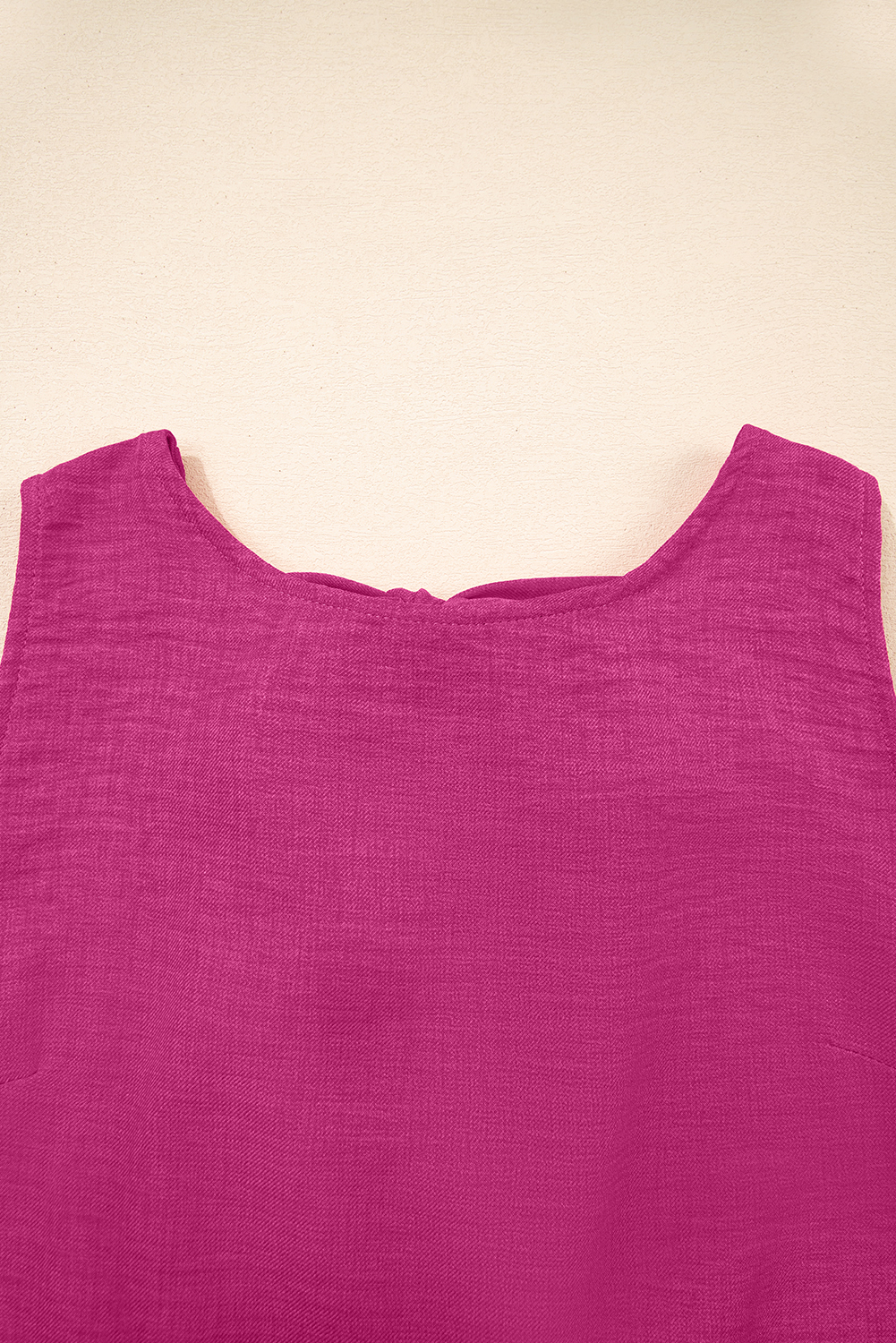 Bright Pink Knot Scoop Back Ruffle Hem Sleeveless Mini Dress - loveforevers
