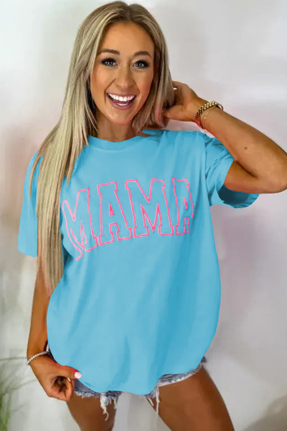 Black MAMA Letter Graphic Neon T Shirt - loveforevers