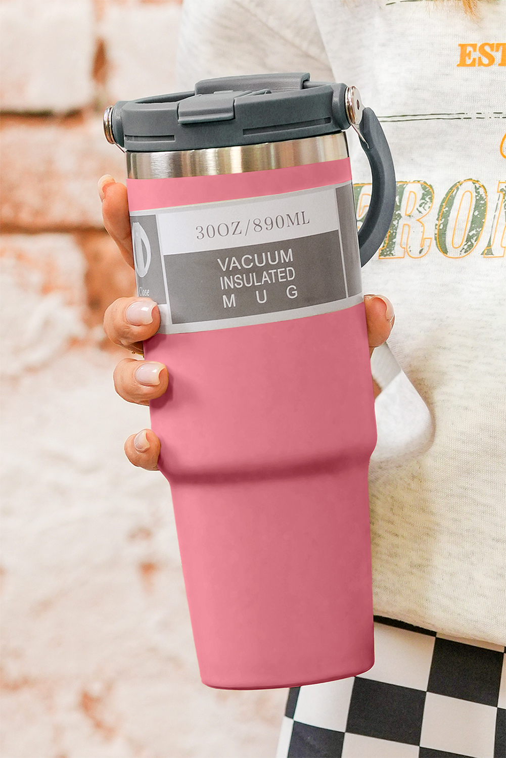 Peach Blossom Minimalist Insulated Vacuum Cup with Handle 30oz - loveforevers
