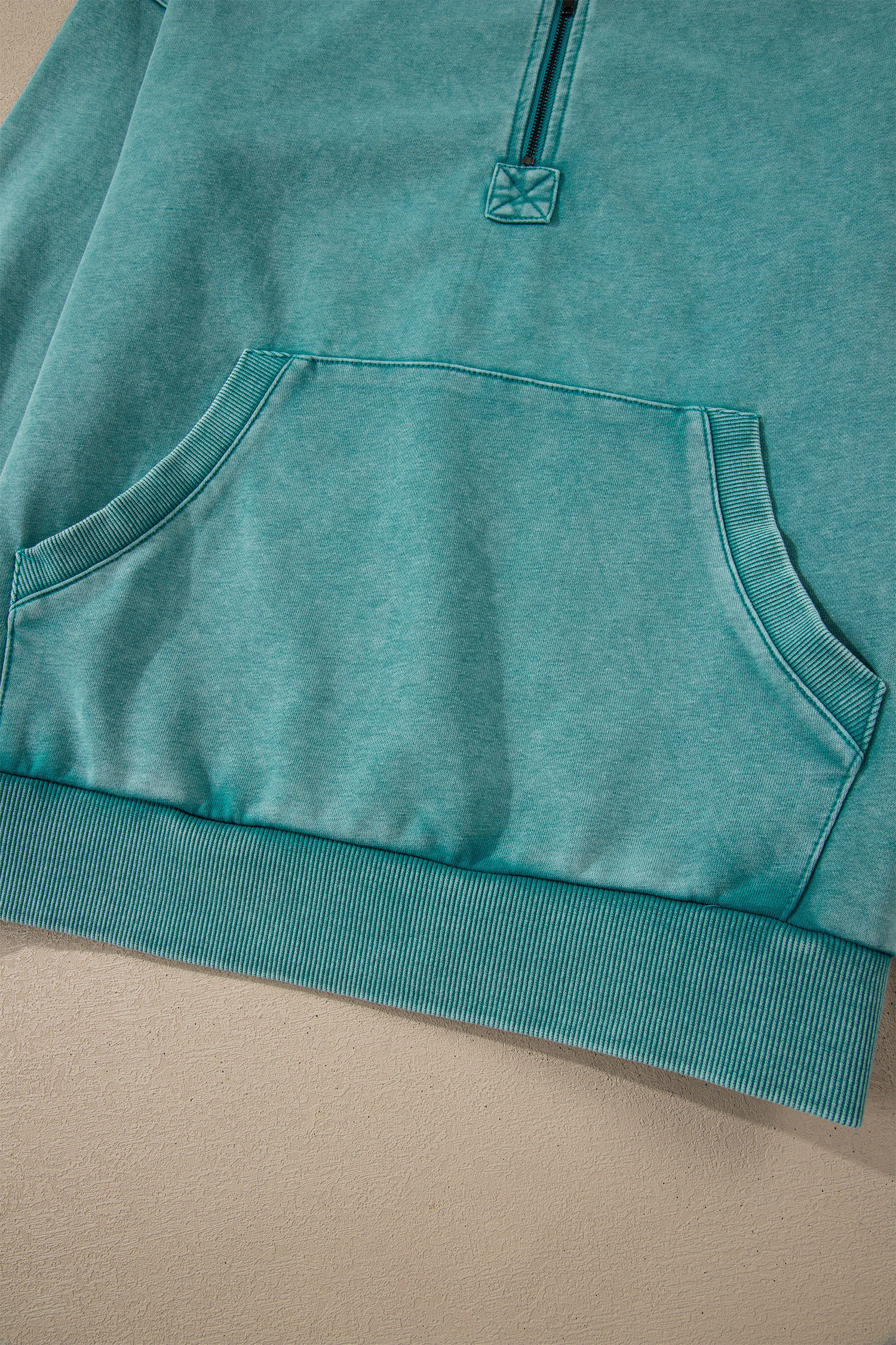 Canton Half Zip Kangaroo Pocket Mineral Wash Baggy Hoodie - loveforevers