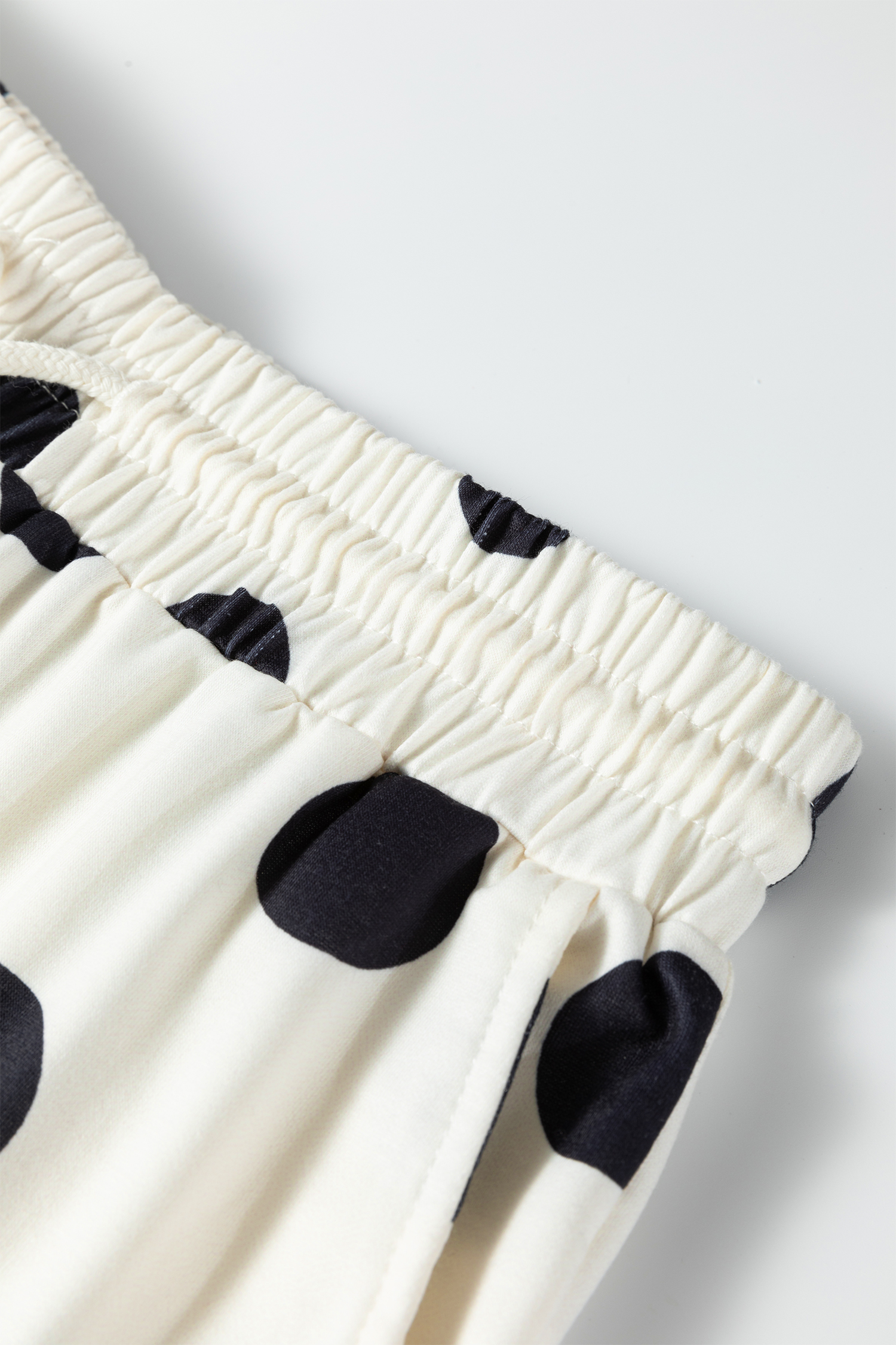 Beige Polka Dot Print Drop Shoulder Pullover Drawstring Jogger Pant Set - loveforevers