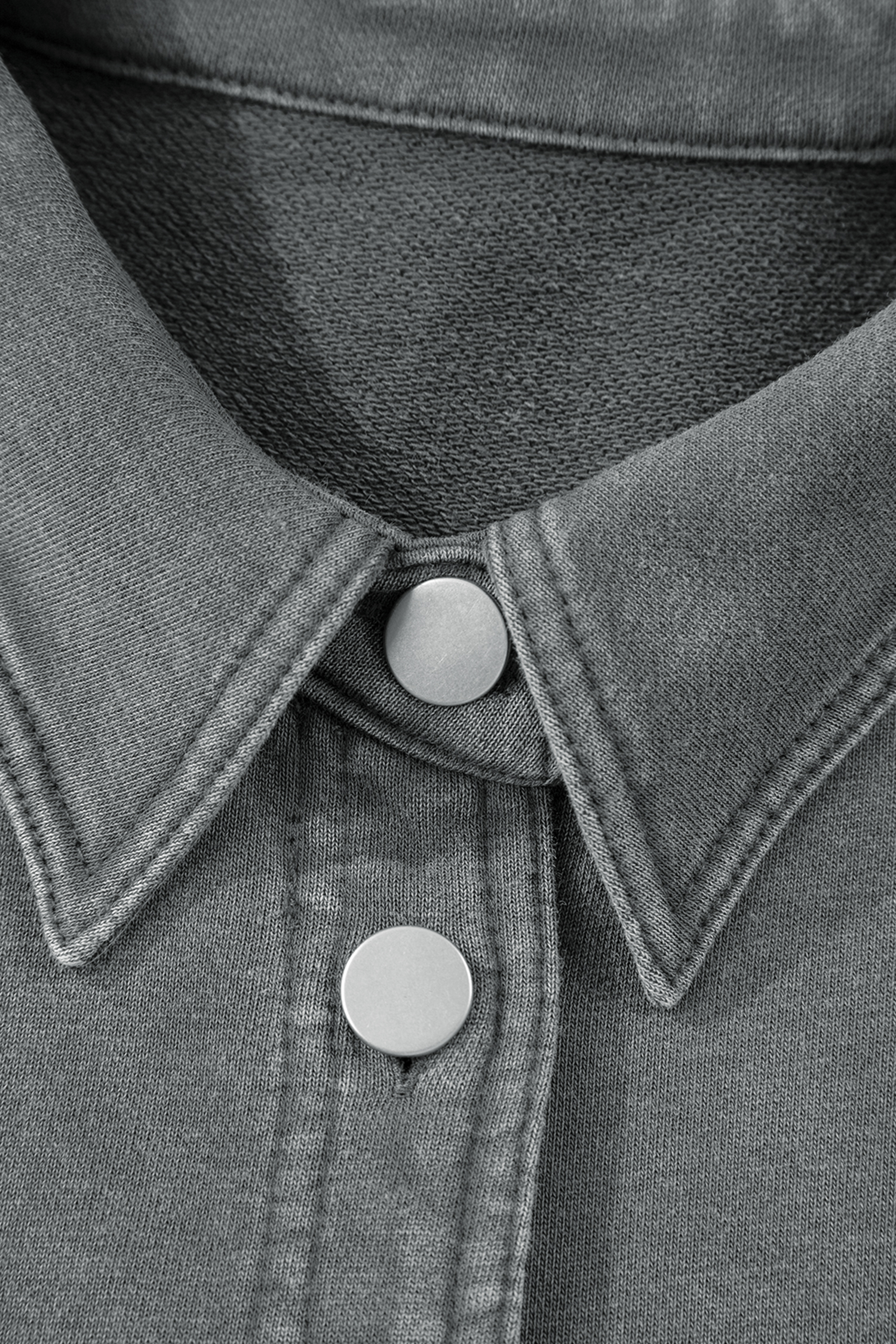 Medium Grey Mineral Wash Chest Pockets Drop Shoulder Shacket with Side Slit - loveforevers