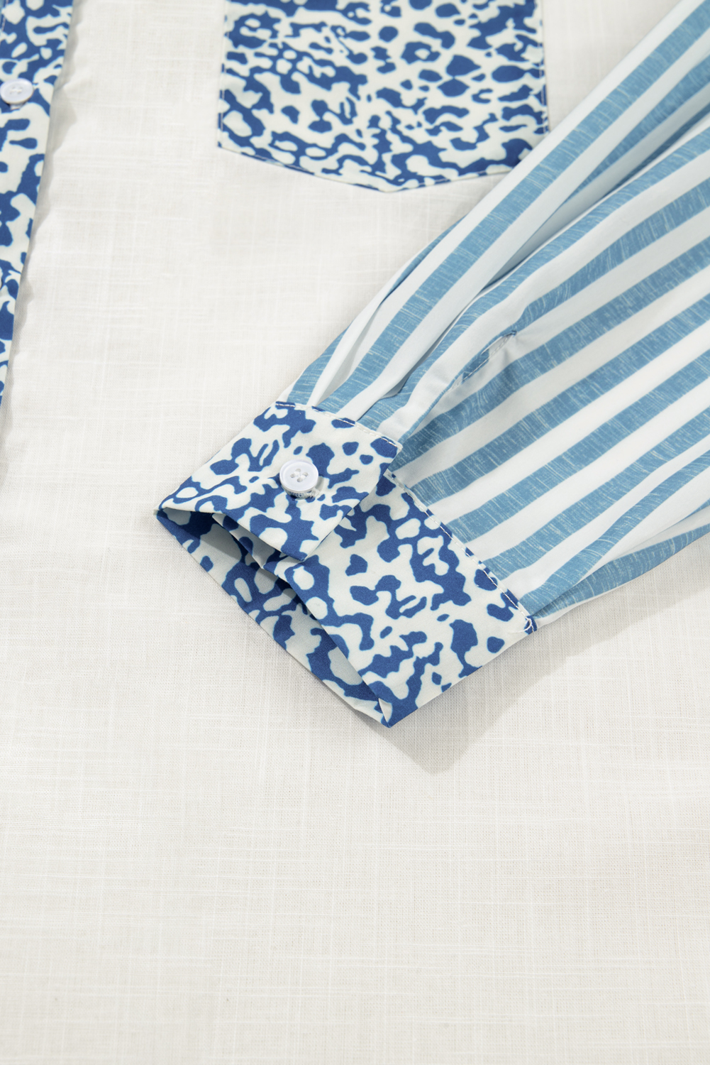 Sky Blue Leopard Striped Western Casual Shirt - loveforevers