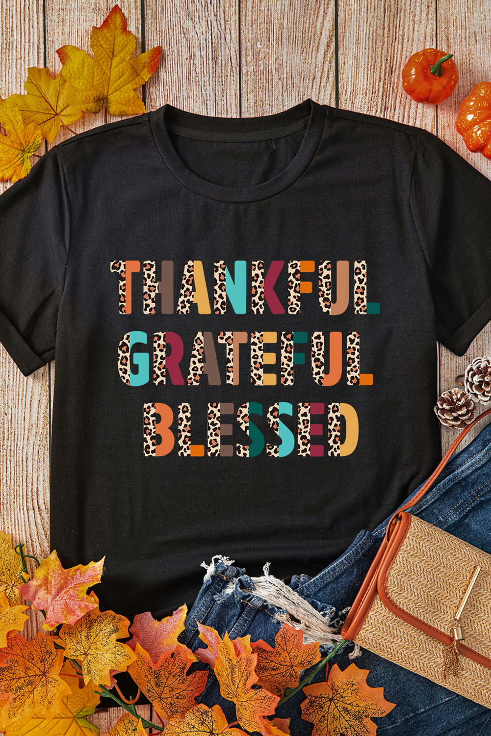 White Thanksgiving Slogan Print Crew Neck T Shirt - loveforevers