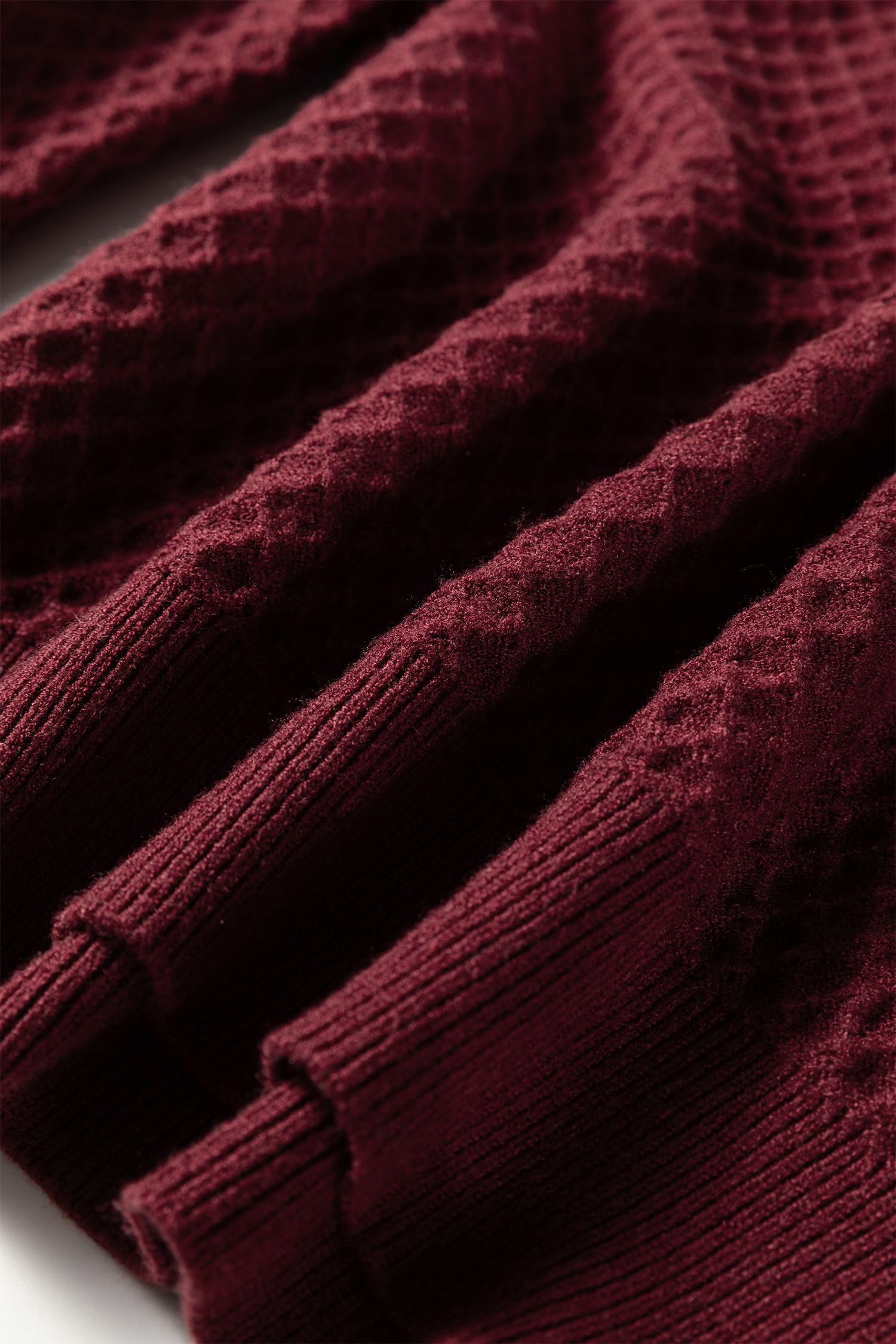 Burgundy  Contrast Lace Frilled Trim Raglan Sleeve Sweater - loveforevers