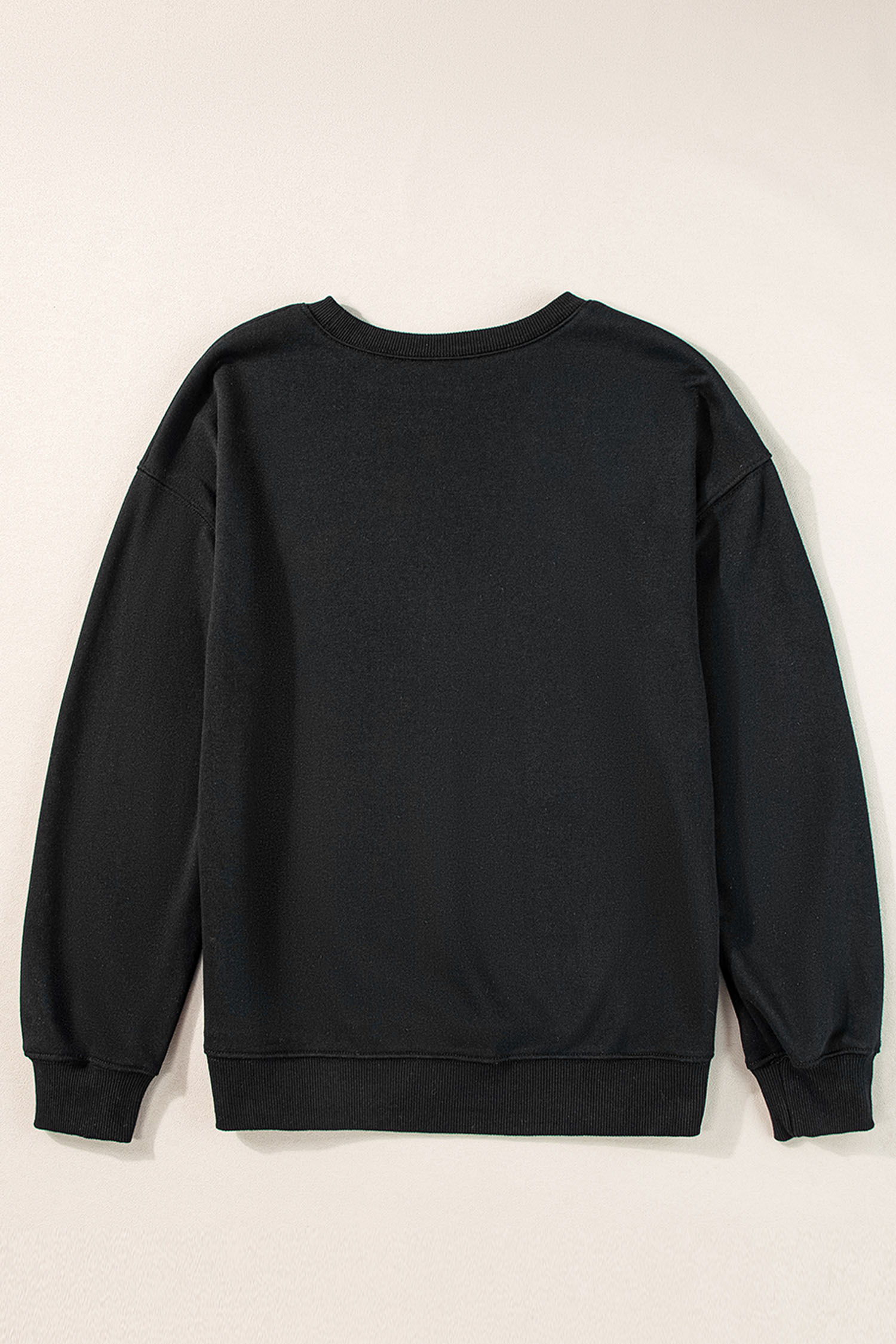 Black GAME DAY Embroidered Graphic Casual Pullover Sweatshirt - loveforevers